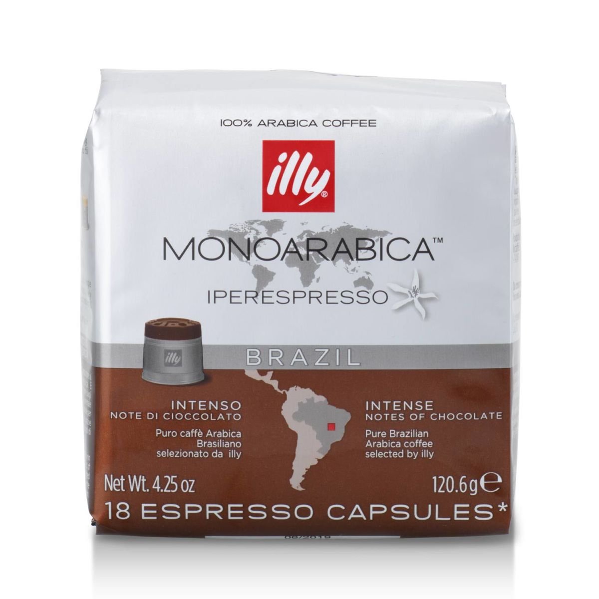 ILLY 6 Pacchi Da 18 capsule Monoarabica Mono Origine: Brasile Marrone