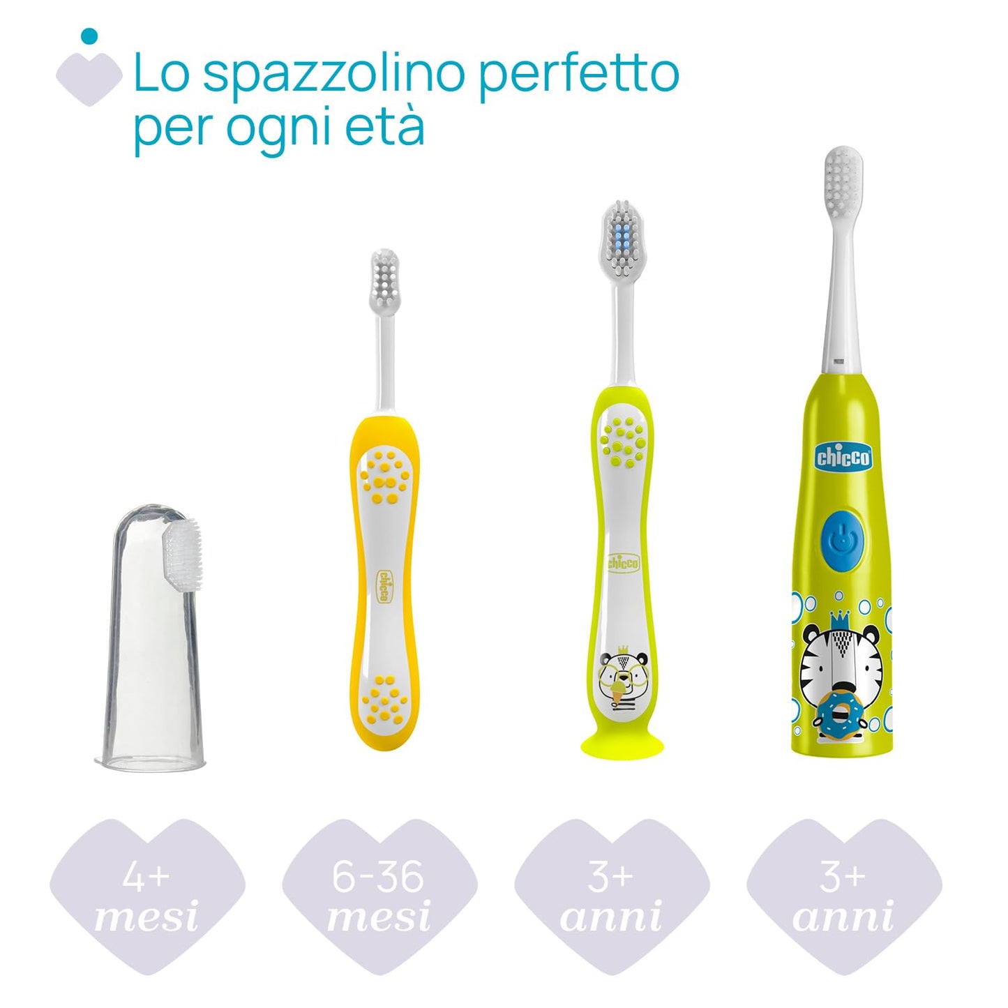 Chicco Battery-Powered Electric Toothbrush for Children, with Soft Bristles, Suitable for Children aged 3 and Up, Soft Vibrating Head, Gentle Action on Enamel and Sensitive Gums, 3 Years+