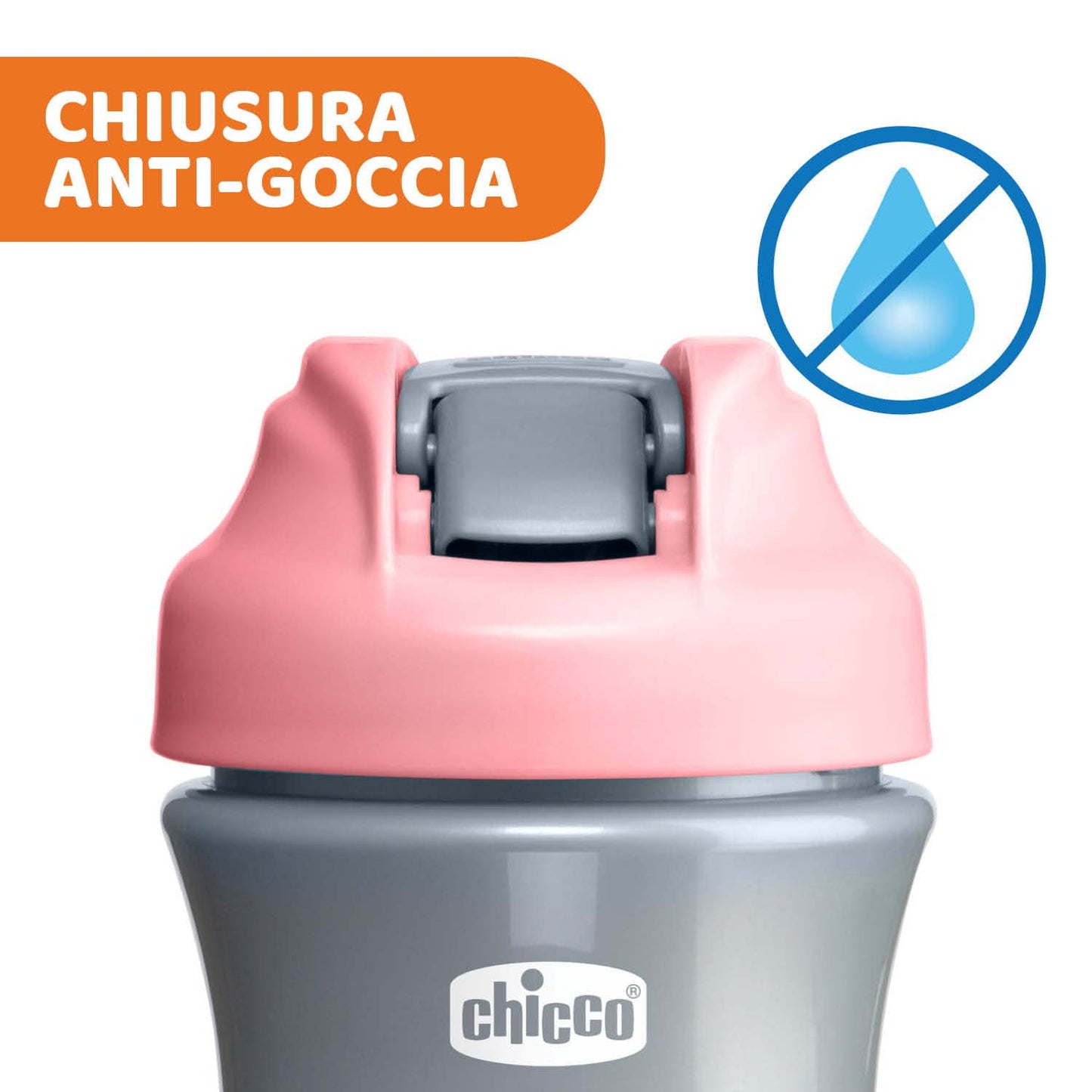 Chicco Pop-up Cup, Bicchiere Antigoccia per Bambini, Pratica Apertura, Beccuccio in Silicone, Chiusura Ermetica, Facile da Trasportare, Bicchiere per Bambini 2 Anni, Capacità 350 ml, Rosa
