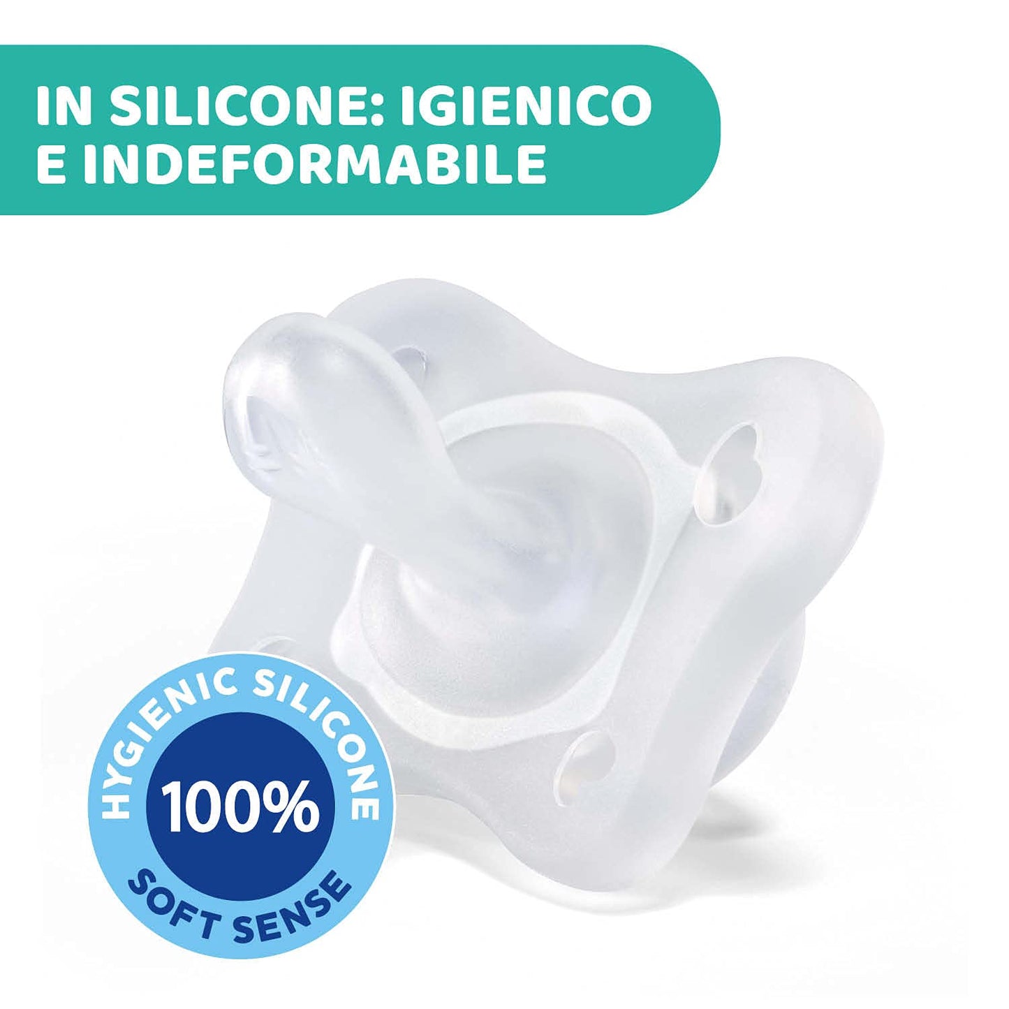 Chicco PhysioForma Ciuccio in Silicone 0-2 Mesi, 2 Pezzi, Set Gommottini 0-2 Mesi, Supportano la Respirazione Fisiologica e Favoriscono il Corretto Sviluppo della Bocca, Azzurro