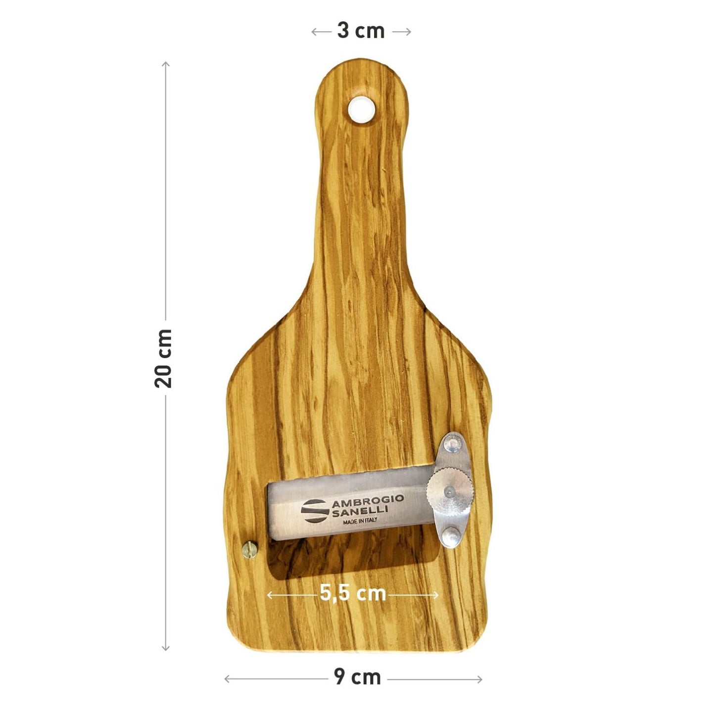 Sanelli Ambrogio Affettatartufi, Legno di Ulivo - Lama in Acciaio Inox Liscia, regolabile