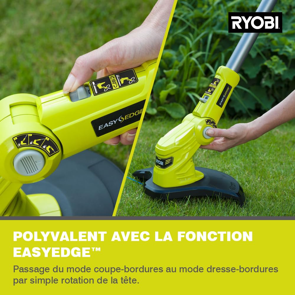Ryobi OLT1832 Coupe-bordure sans fil 18 V ONE+, mode coupe-bordure et coupe-bordure, batterie non incluse, largeur de coupe 25-30 cm, diamètre du fil 1,6 mm