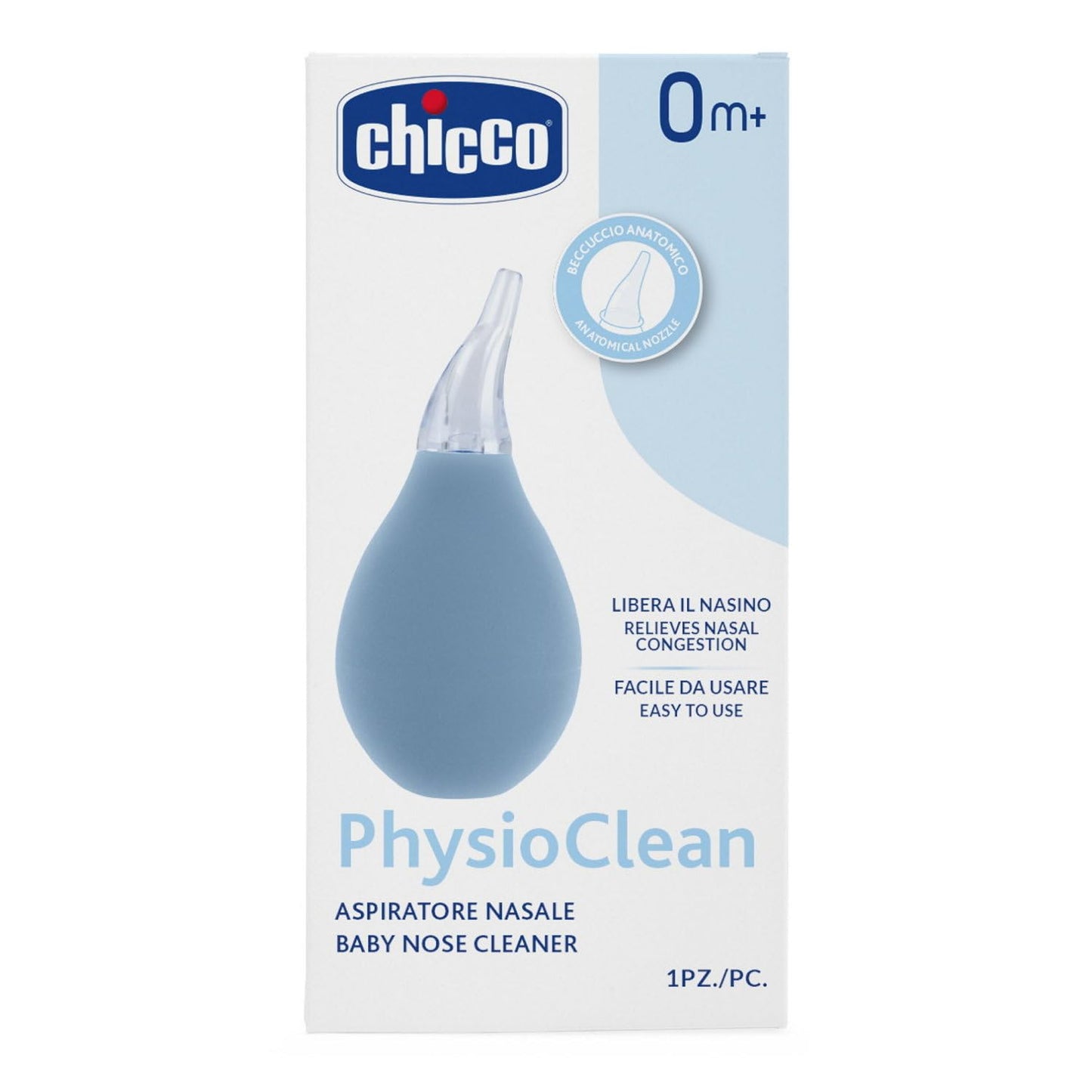 Physioclean Aspiratore Nasale Per Neonati, Pulisce il Naso Chiuso Dei Bambini In Modo Semplice e Delicato, Facile Da Usare Grazie Alla Sua Forma Ergonomica, Con Beccuccio Morbido, 0 Mesi+