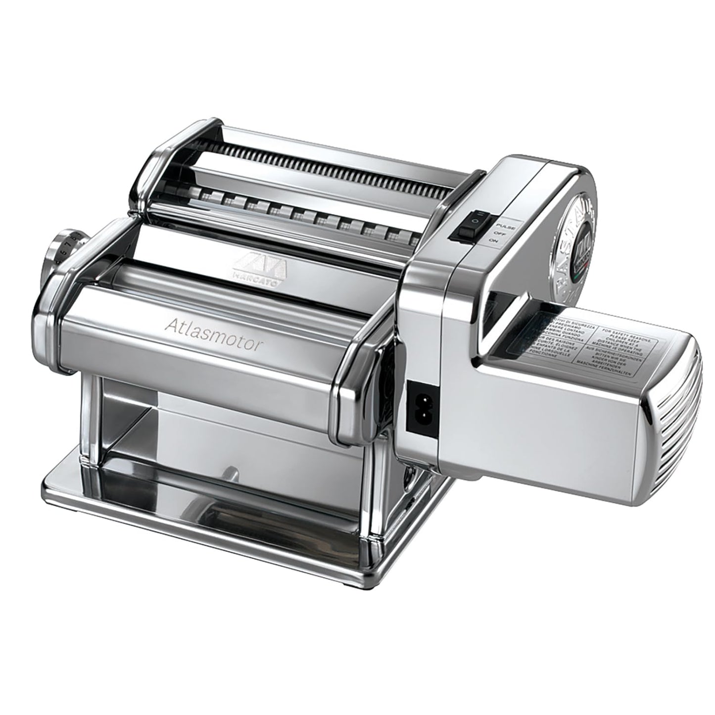 Marcato Macchina per la Pasta Elettrica Atlas 150 + Motore, Atlasmotor, Per Pasta,Lasagne, Fettuccine, Tagliolini, Acciaio.