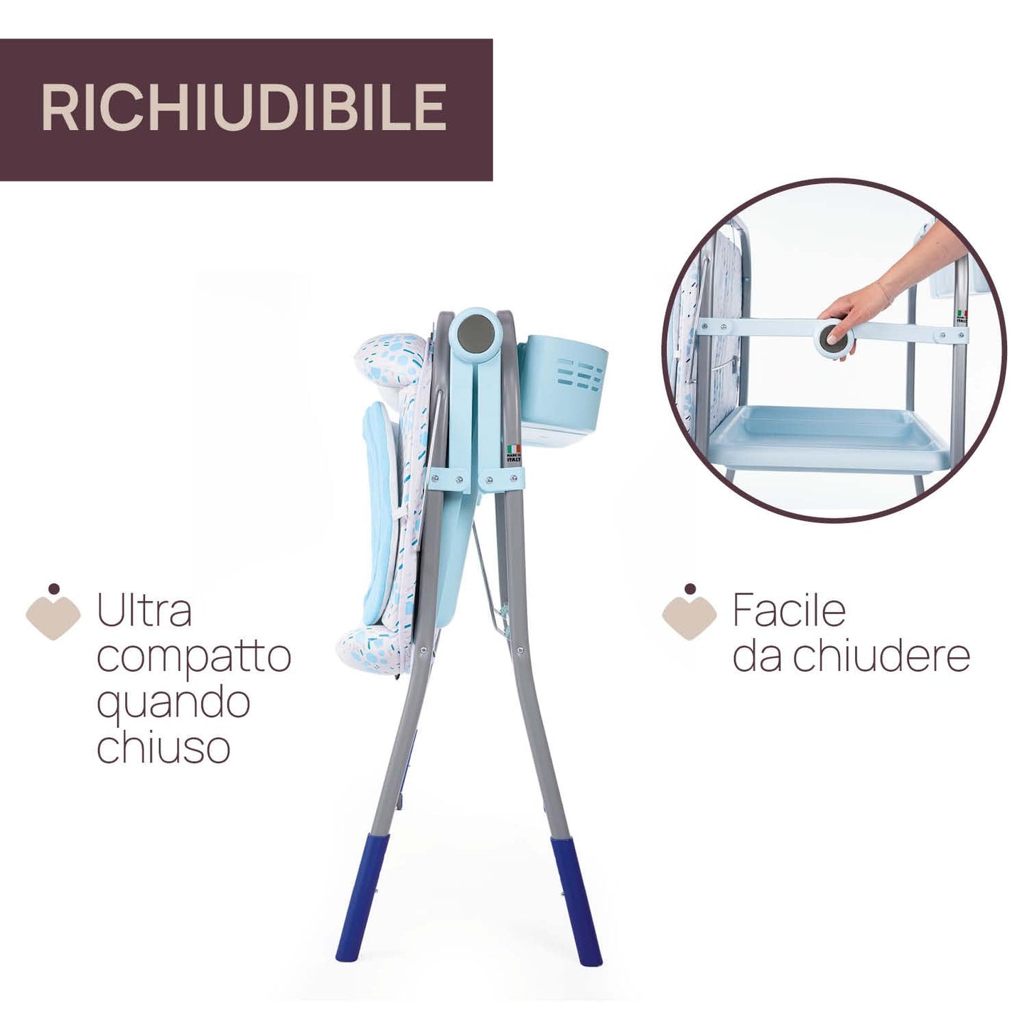 Chicco Cuddle & Bubble Vaschetta Bagnetto Fasciatoio Neonato Ergonomico con Materassino e Morbido Riduttore, Altezza Regolabile, Chiusura Compatta, Parent Organizer 2 Ruote, Max 11kg, Ocean, Blu