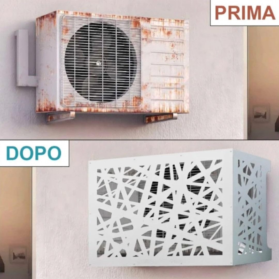 DIVINA HOME Copricondizionatore Copertura per climatizzatore Artist Bronzo Marrone Corten in Alluminio L86 x P44 x H68 cm