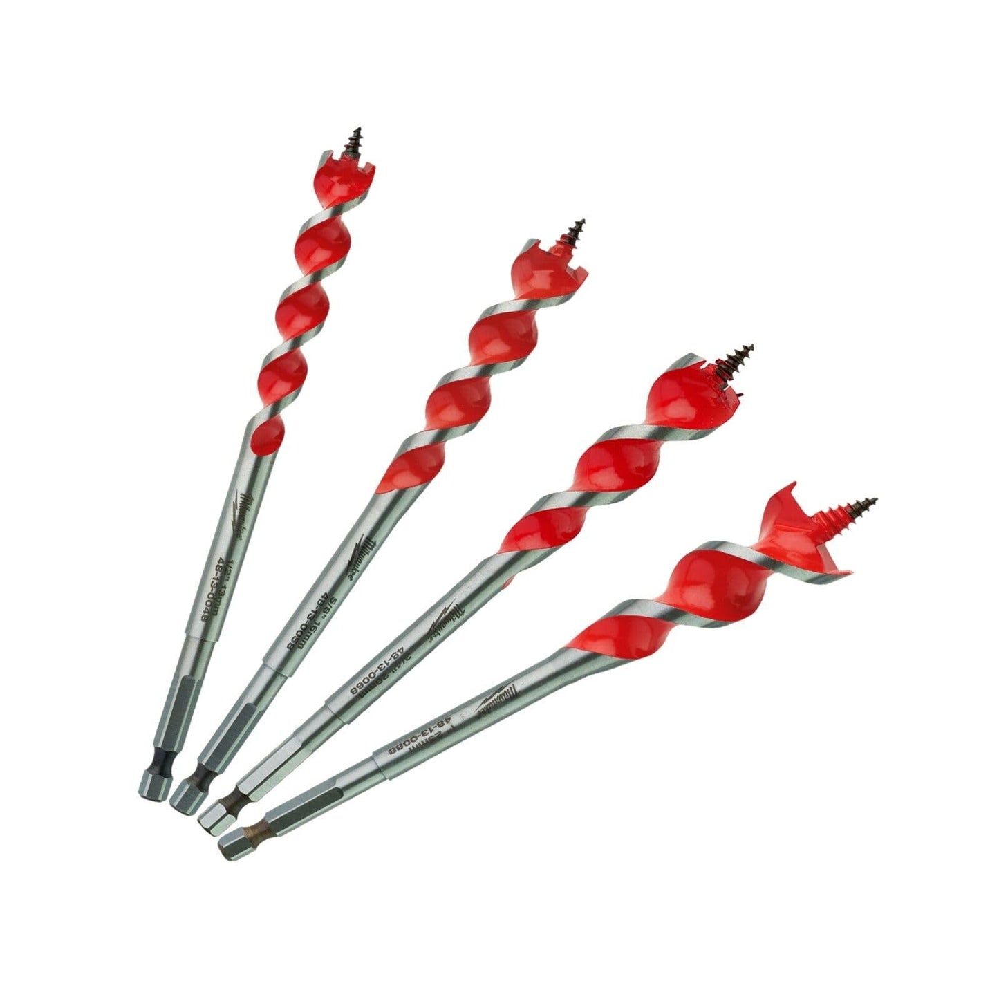 MILWAUKEE Set 4 Mecchie SPEED FEED Elicoidali Coniche per Legno Punte Rinforzate