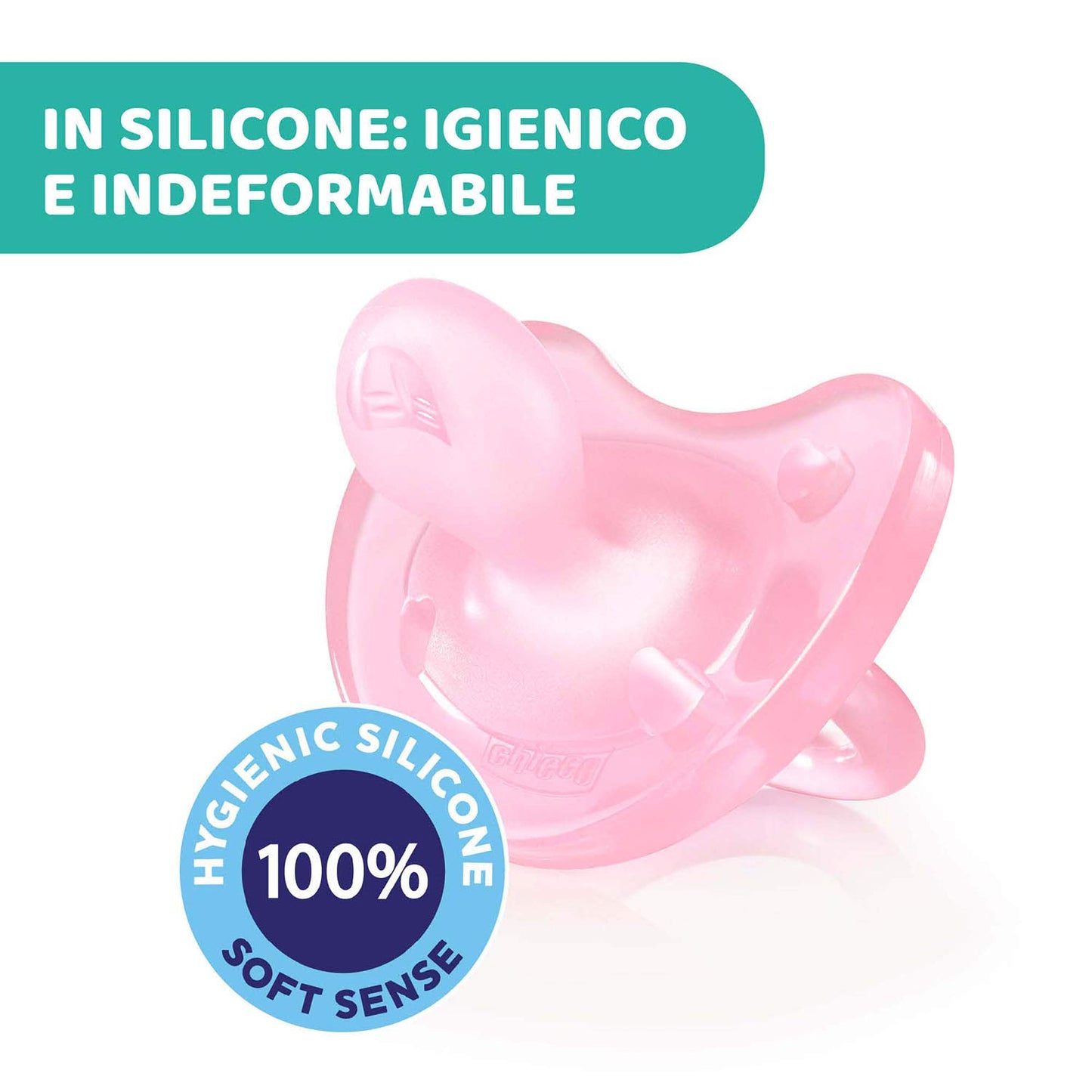Chicco PhysioForma Ciuccio in Silicone 16-36 Mesi, 1 Pezzo - Gommotto Morbido e Delicato, Supporta la Respirazione Fisiologica e Favorisce il Corretto Sviluppo della Bocca, Rosa