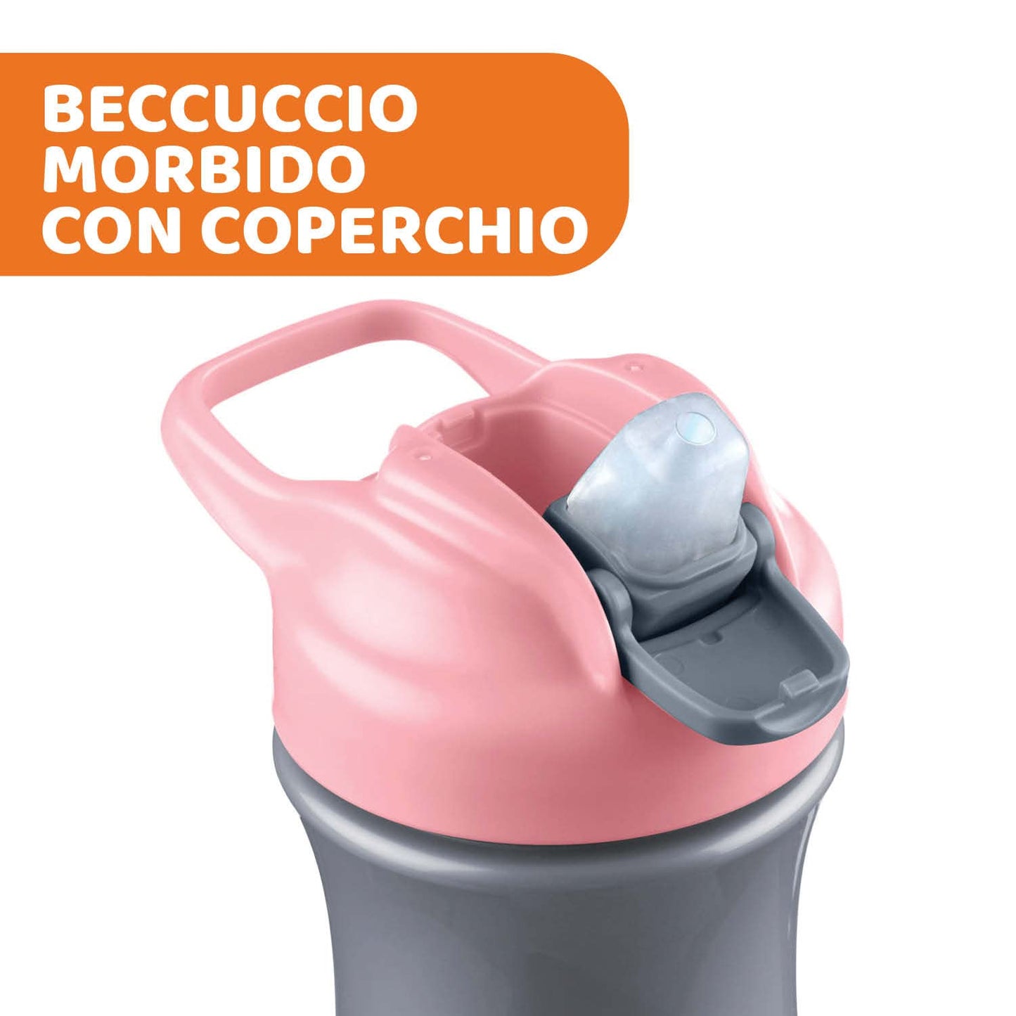 Chicco Pop-up Cup, Bicchiere Antigoccia per Bambini, Pratica Apertura, Beccuccio in Silicone, Chiusura Ermetica, Facile da Trasportare, Bicchiere per Bambini 2 Anni, Capacità 350 ml, Rosa