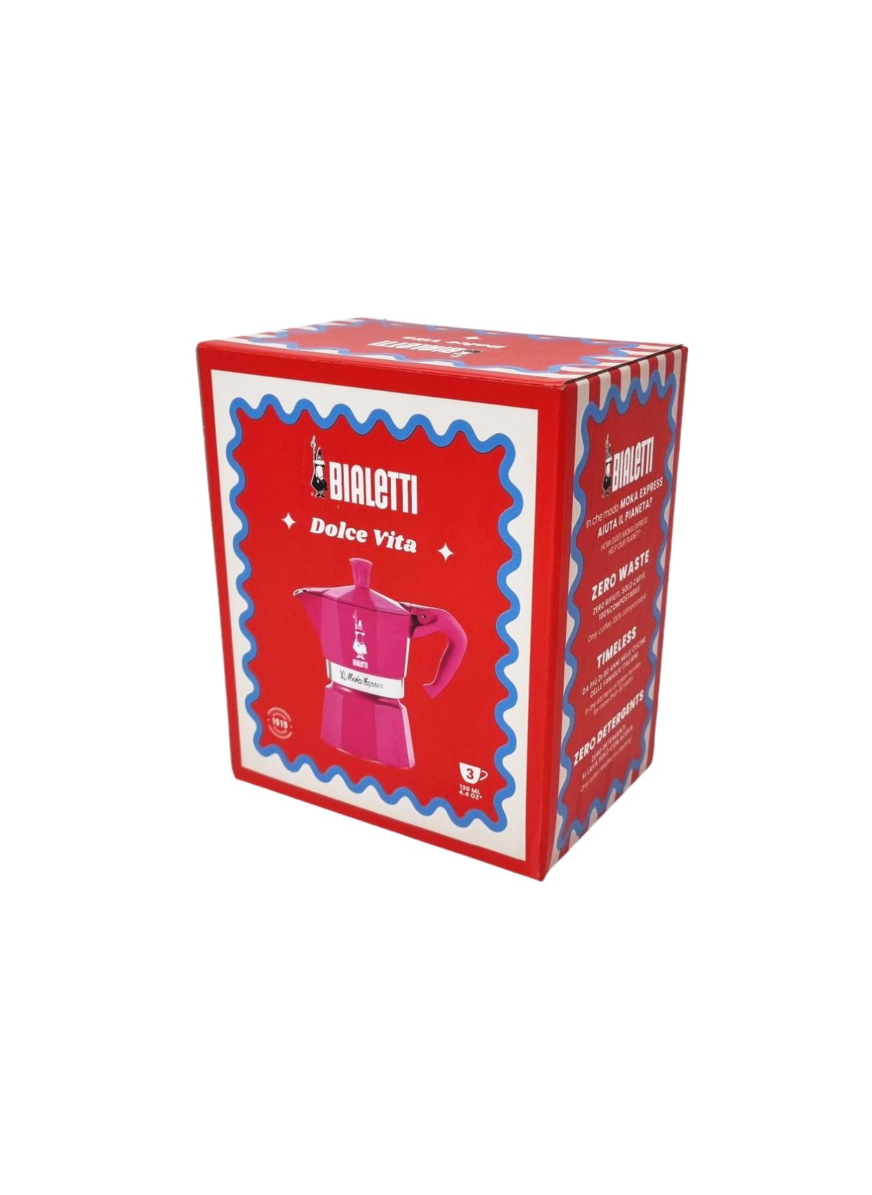 Bialetti Caffettiera Moka Express Dolce Vita Colore Fucsia 3 Tazze 130ml