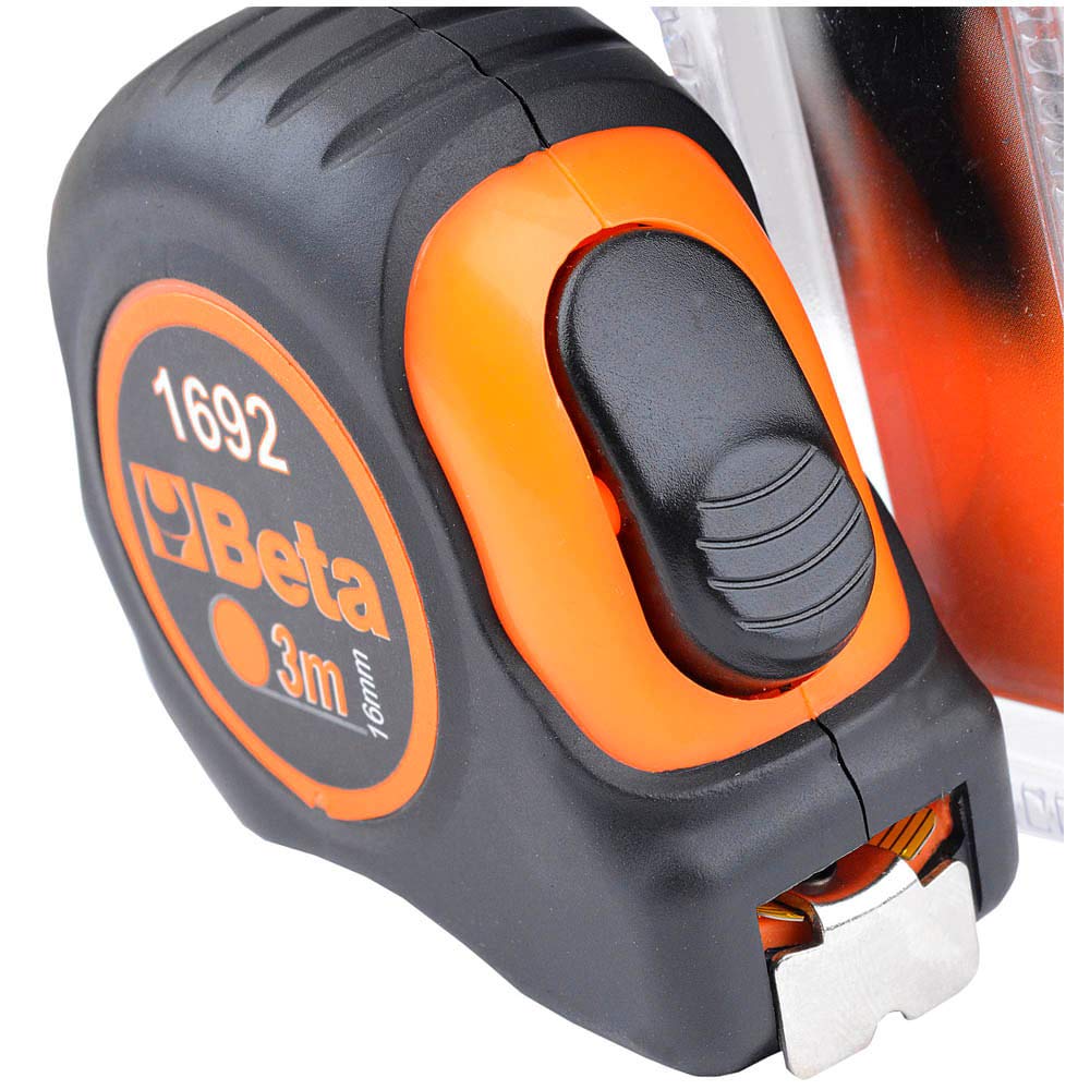 Beta 1692/3 - Flessometro cassa bimateriale in ABS antiurto nastro in acciaio classe di precisione ii