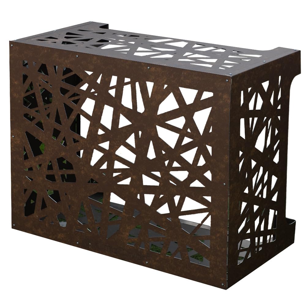 DIVINA HOME Copricondizionatore Copertura per climatizzatore Artist Bronzo Marrone Corten in Alluminio L86 x P44 x H68 cm
