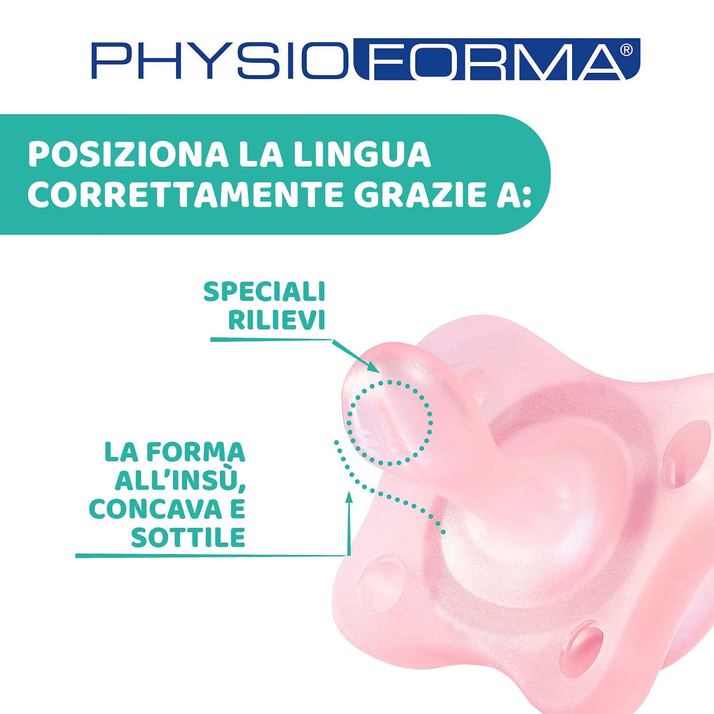 Chicco PhysioForma Ciuccio in Silicone 2-6 Mesi, 2 Pezzi, Set Gommottini 0-2 Mesi, Supportano la Respirazione Fisiologica e Favoriscono il Corretto Sviluppo della Bocca, Rosa