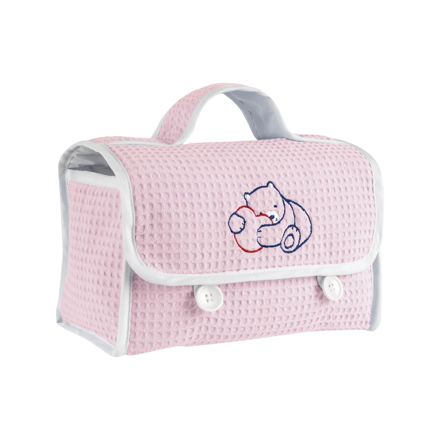 CHICCO Natural Sensation, Nappy Changing and Bathing Set with Cotton Beauty Case, Tears-Free Shampoo Bath 200 ml, Body Cream 150 ml, Soothing Paste 100 ml, Cleansing Wipes, Pink