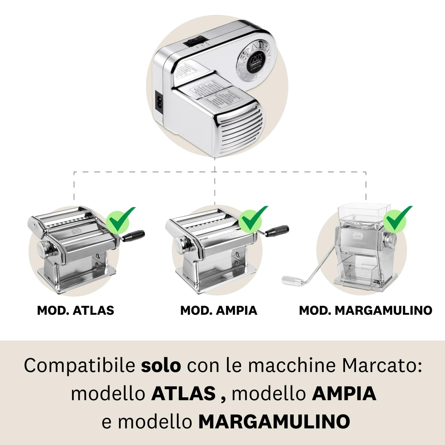 Marcato PD-220V Motore per Macchina per Pasta, 100W, Plastica, Argento