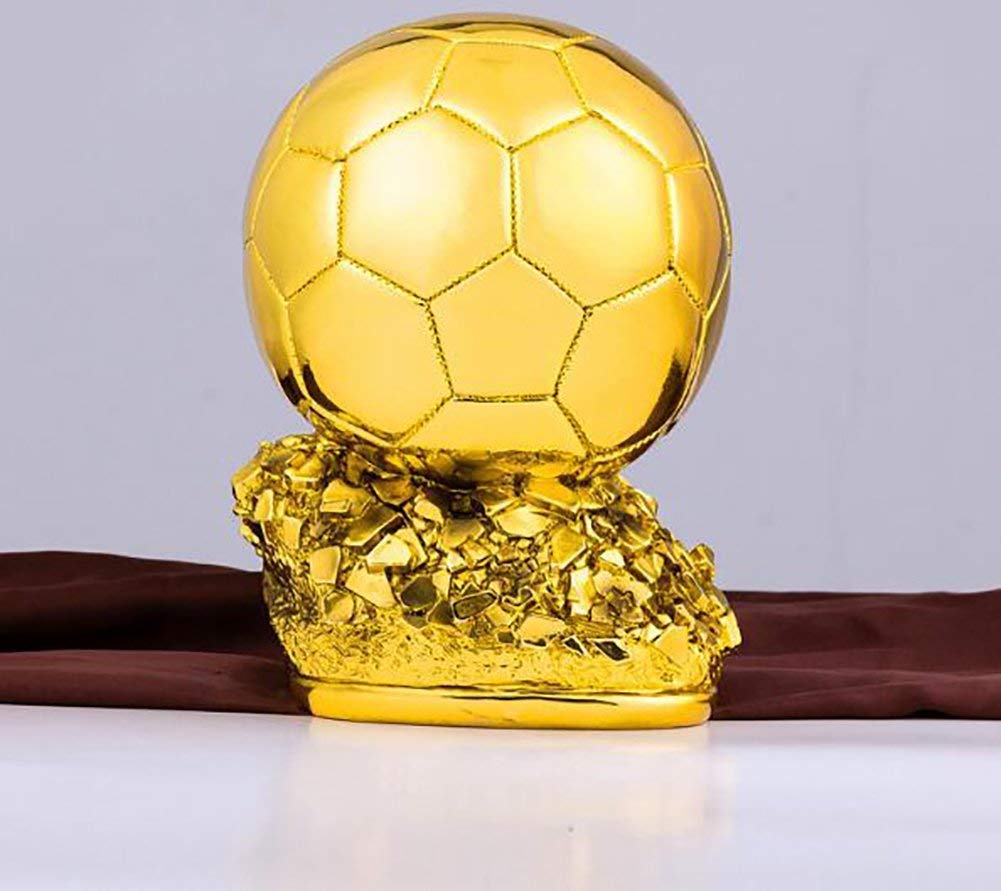 Trofeo d'oro del Calcio, Copia Coppa Europea Trofeo Giocatore Dell'anno nel Mondo del Pallone da Calcio in Resina d'oro, Statue di Calcio 24Cm