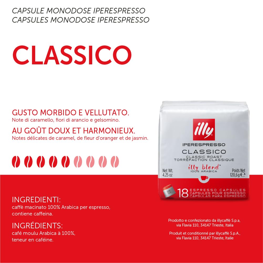 illy Capsule Caffè Iperespresso Tostato CLASSICO, 6 Confezioni da 18 Capsule, Totale 108 Capsule