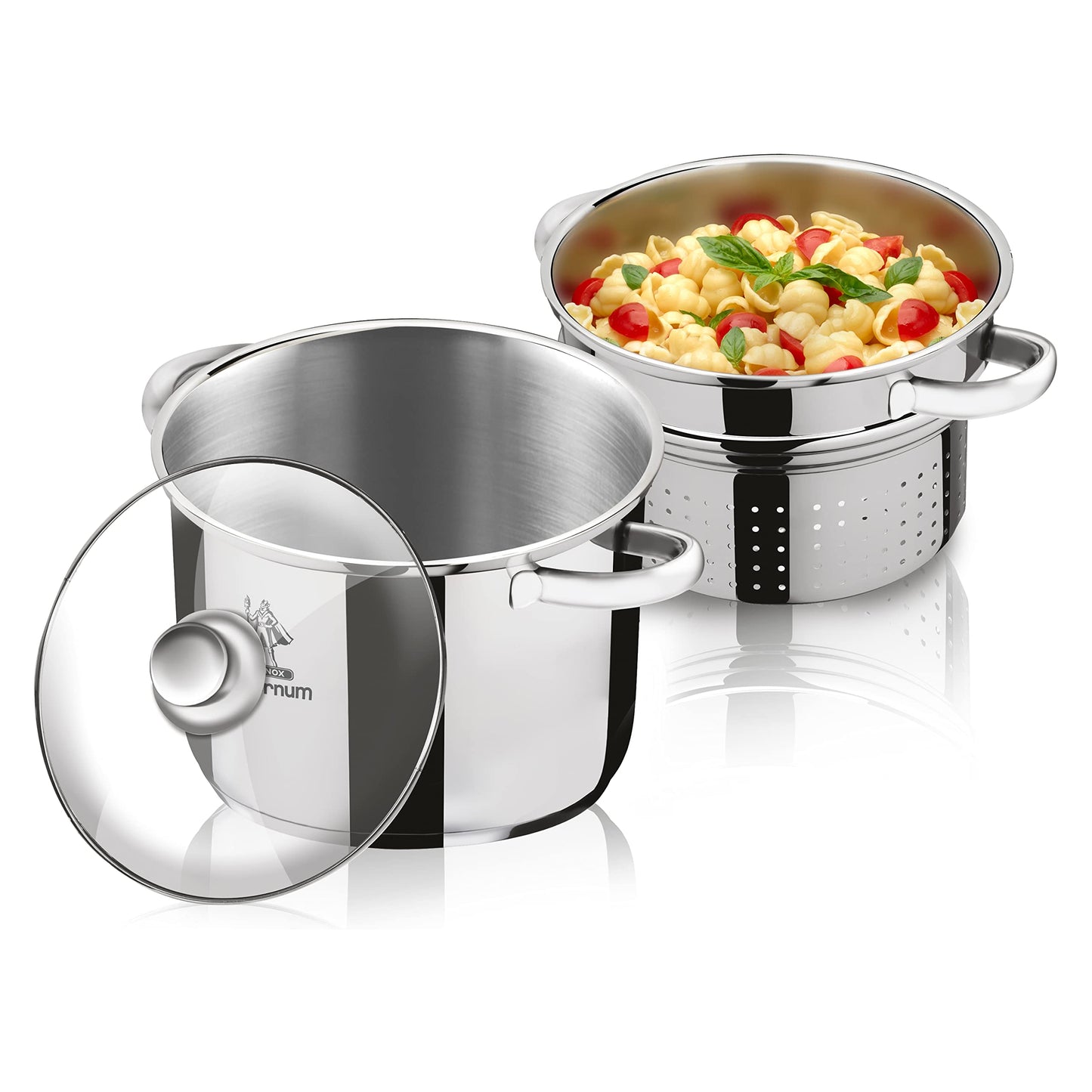 Aeternum Divina Pastarella Pentola Per Pasta, Compatibile con piastra ad induzione, Acciaio, Argento, Diametro 22 cm