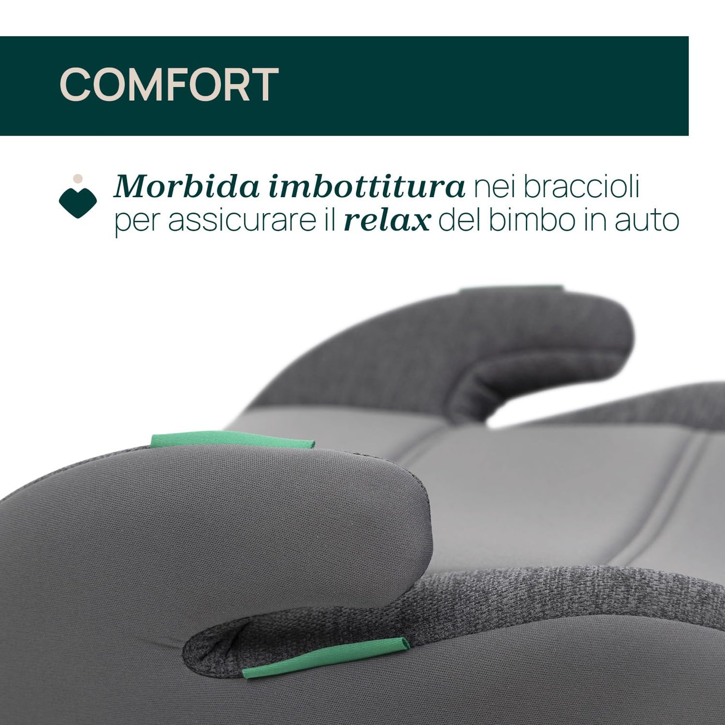 Chicco Quasar Fix i-Size, Seggiolino Auto Bambini 7-12 Anni (126-150 cm), Peso 23-36 kg, Gruppo 3, Facile da Installare con Sistema Isofix, con Braccioli Imbottiti e Seduta Confortevole, Grigio
