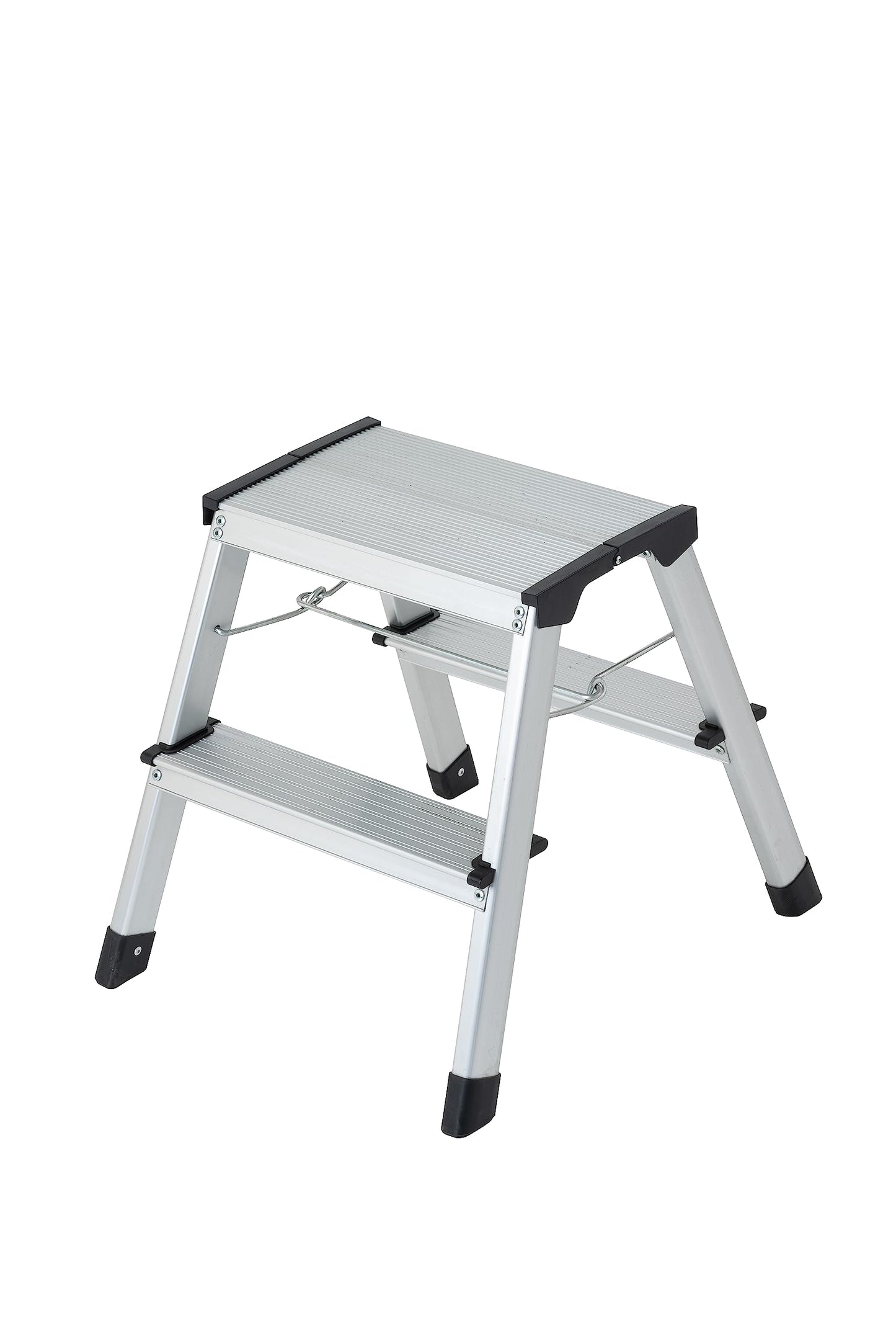 GIERRE Sgabello in alluminio STYLO – doppia salita con 1 gradino + piano, antiscivolo, portata 150 kg, salvaspazio