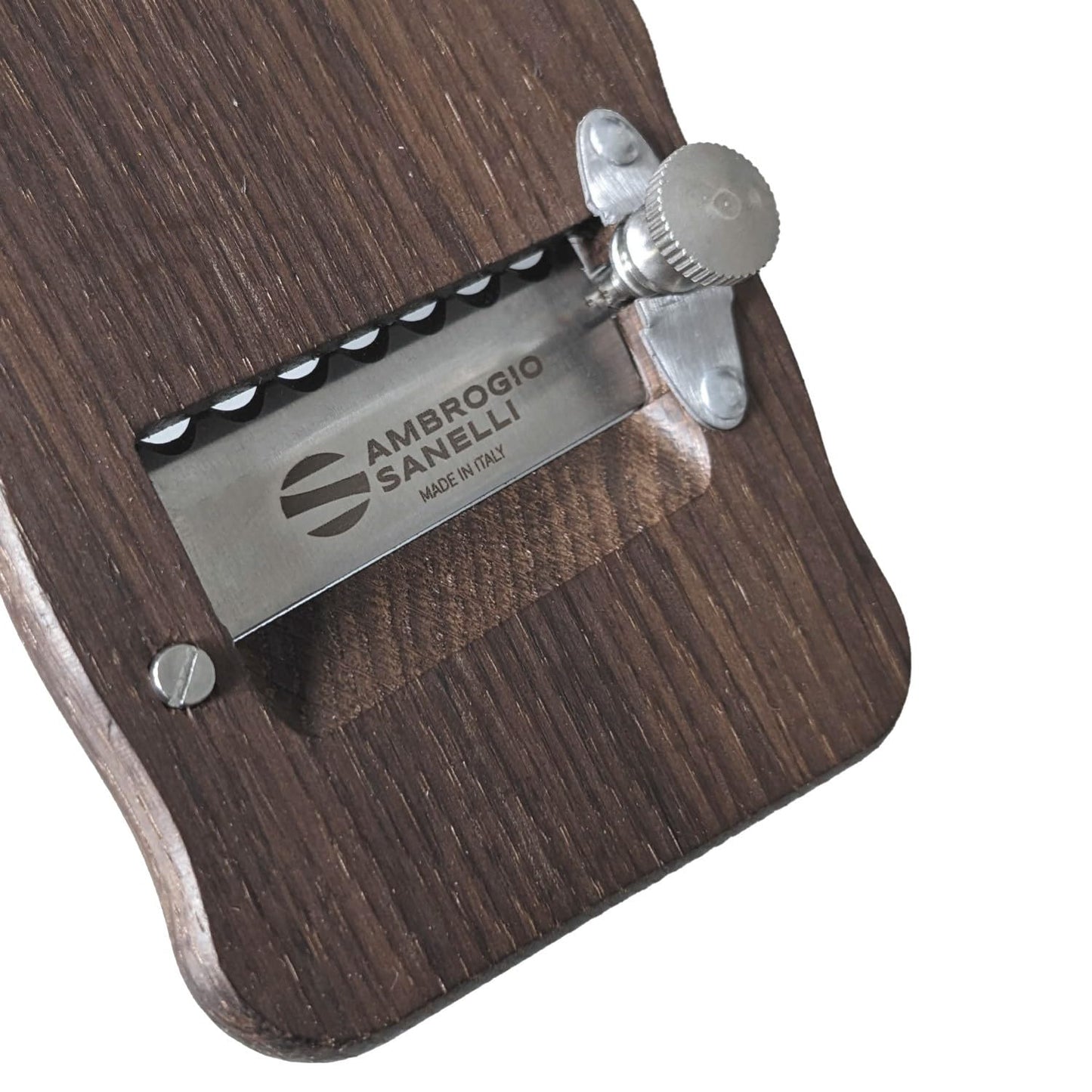 Sanelli Ambrogio, Affettatartufi in Legno di Rovere Fumigato, con Lama Ondulata Regolabile in Acciaio Inox, Resistente, per Tagli Precisi, Made in Italy