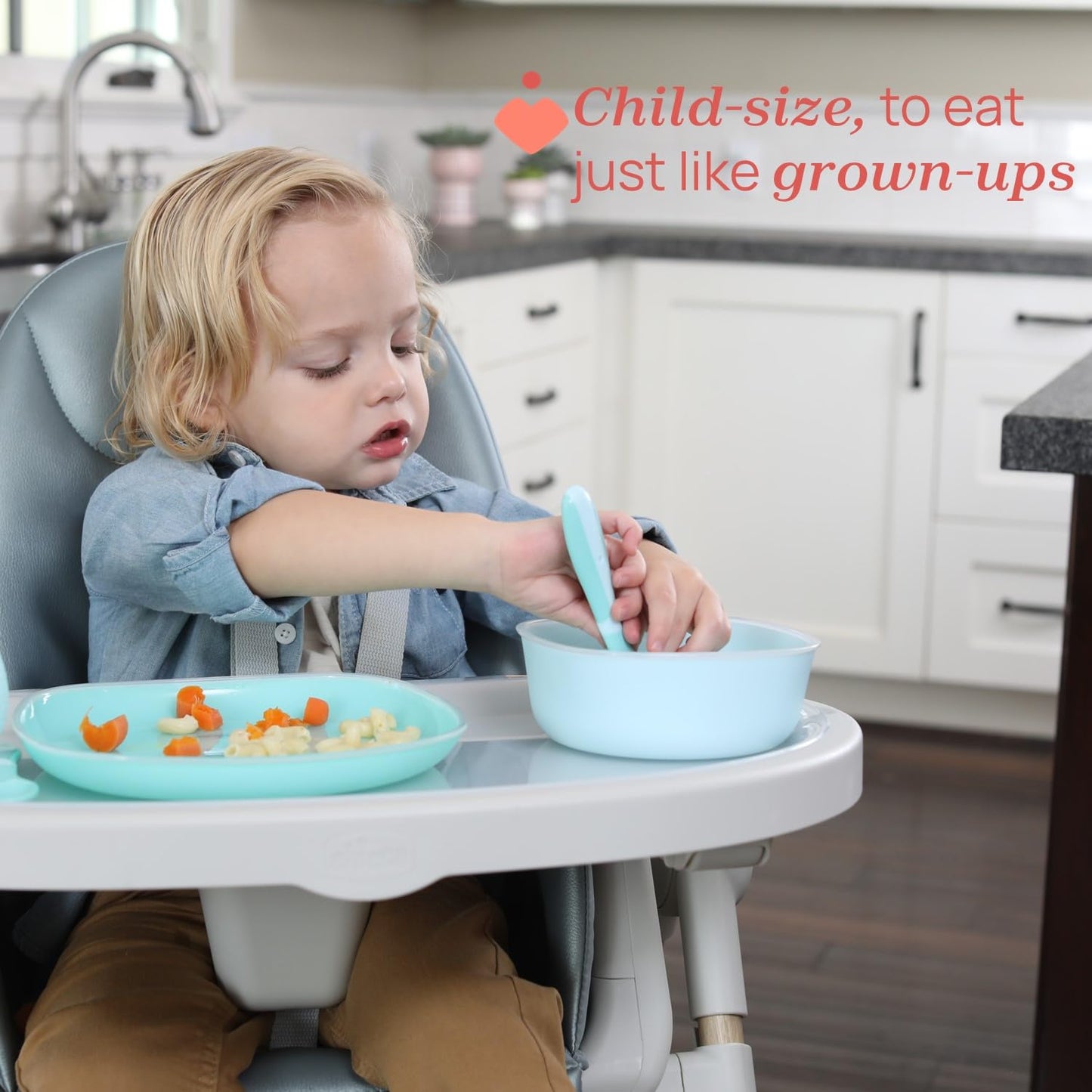 Chicco Posatine Inox, Posate Bambini, Set Pappa, Forchetta e Cucchiaio per Bambini, in Acciaio Inossidabile, Facili da Impugnare, Set Svezzamento Prima Pappa, 2 Pezzi, 18M+, Grigio