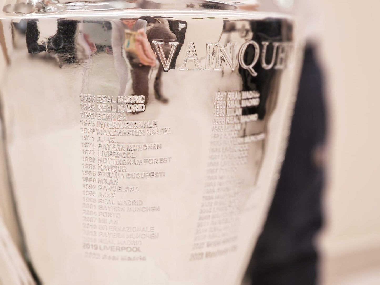 Trophée de la Ligue des Champions 2023 | Reproduction Trophée Coupe des Champions en Résine 77 cm avec Gravure des Equipes Gagnantes