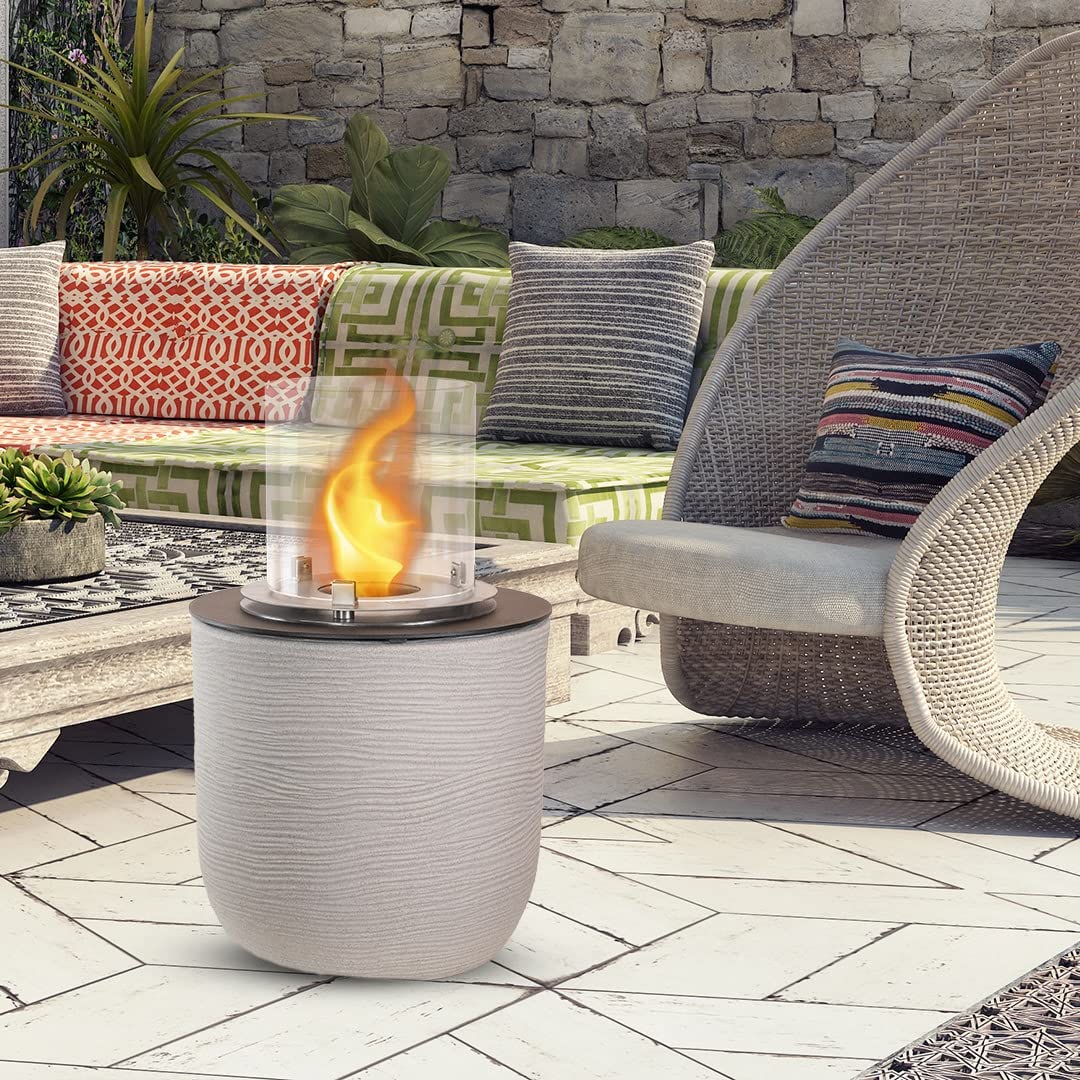 Divina Fire Camino a bioetanolo braciere da Giardino da Terra per Interno Esterno Raffaello Corda Beige d.35 x h55