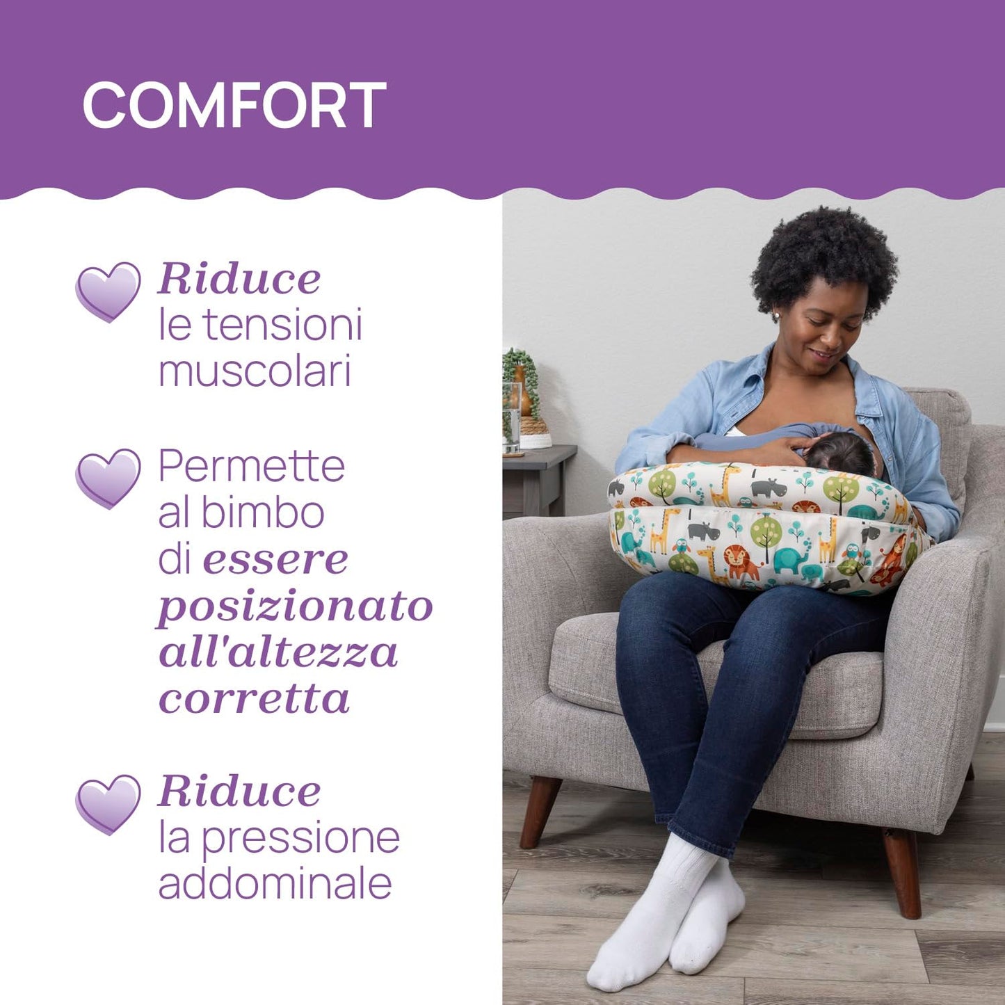 Boppy Cuscino Allattamento Deluxe, Supporto per Allattamento al Seno e con Biberon, Forma Ergonomica con Supporto per Mamma e Bambino, Imbottitura Piena, Sfoderabile e Lavabile in Lavatrice, 0M+