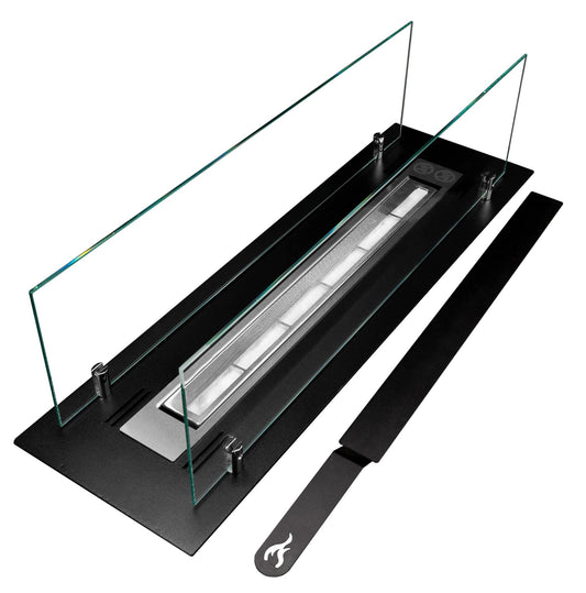 Divina Fire Bruciatore per Camino a bioetanolo biocamino in Acciaio con vetri da 65 cm