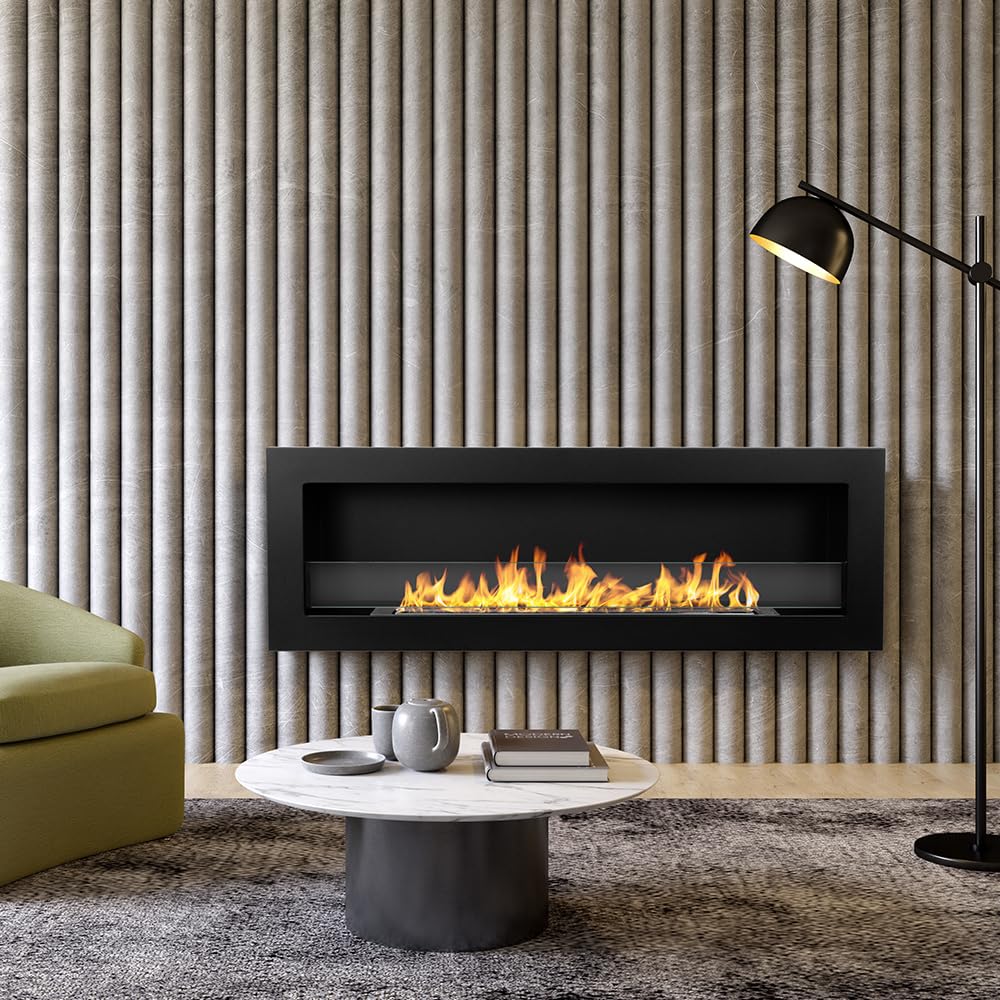 Divina Fire Camino a bioetanolo da Incasso Parete biocamino 120x40 Livorno 120 Nero
