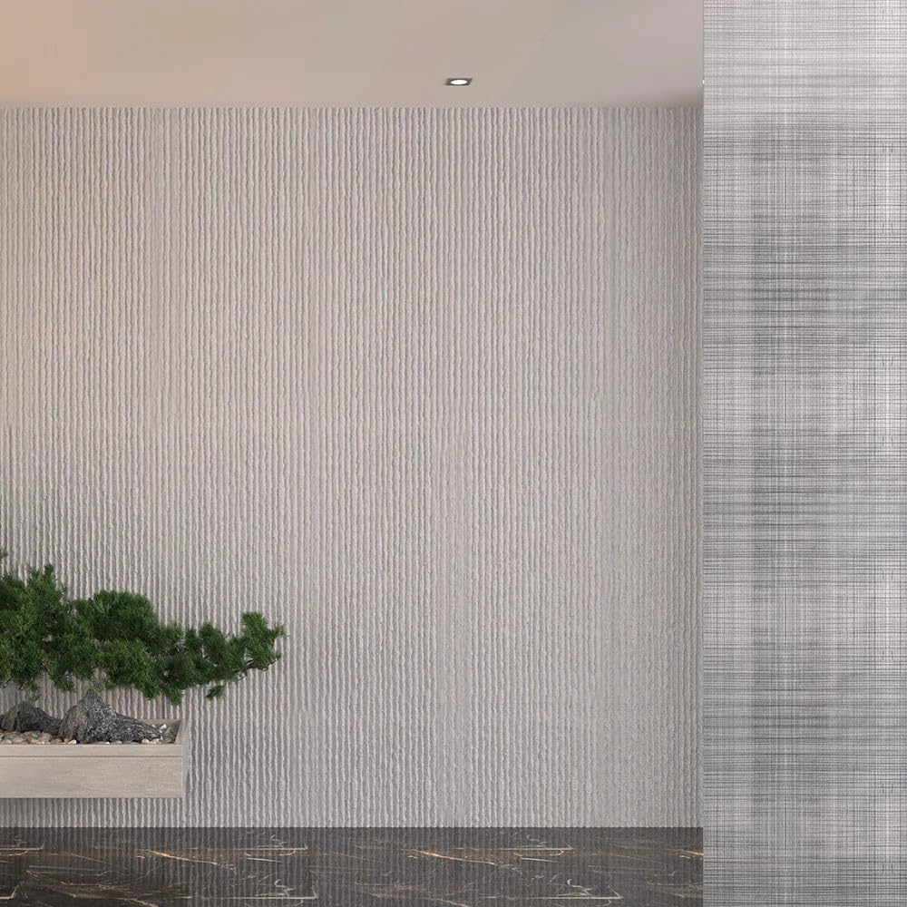 DIVINA HOME, Pannello Decorativo 3D Effetto Pietra Graffiata, Bianco Alabastro, Set 12 Pezzi, PU, 120 x 60 x 2,5 cm, Copertura 8,6 m², Rivestimento Murale