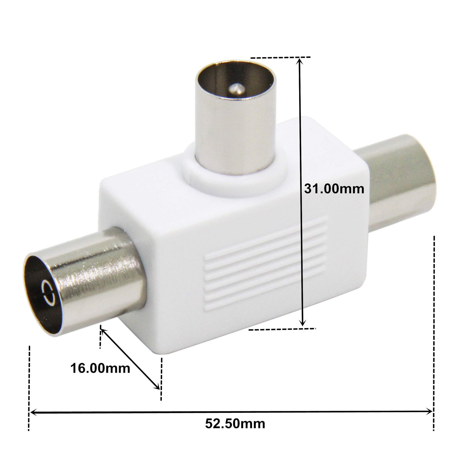 ROSI RS93024 Adattatore Connettore Triplo TV Tre Vie: 1 Spina 2 Prese Antenna
