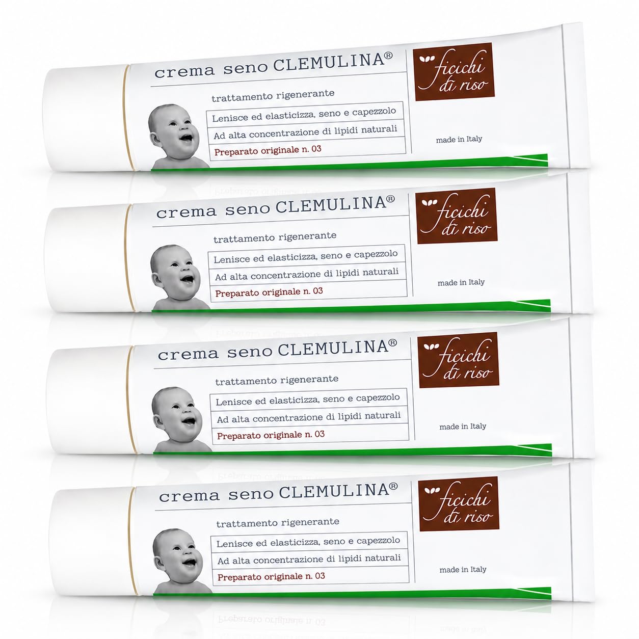 Fiocchi di Riso CLEMULINA Crema Seno, 15ml, con Omega 3, 6, 9, Lenisce e Elasticizza, Previene Irritazioni, per Allattamento