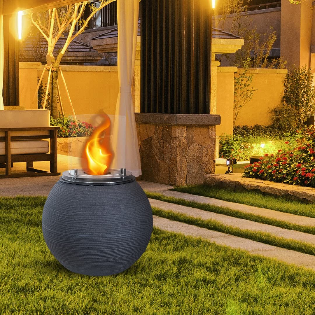 Divina Fire Camino a bioetanolo braciere da Giardino da Terra per Interno Esterno Botticelli Ghisa Grigio d.40 x h54