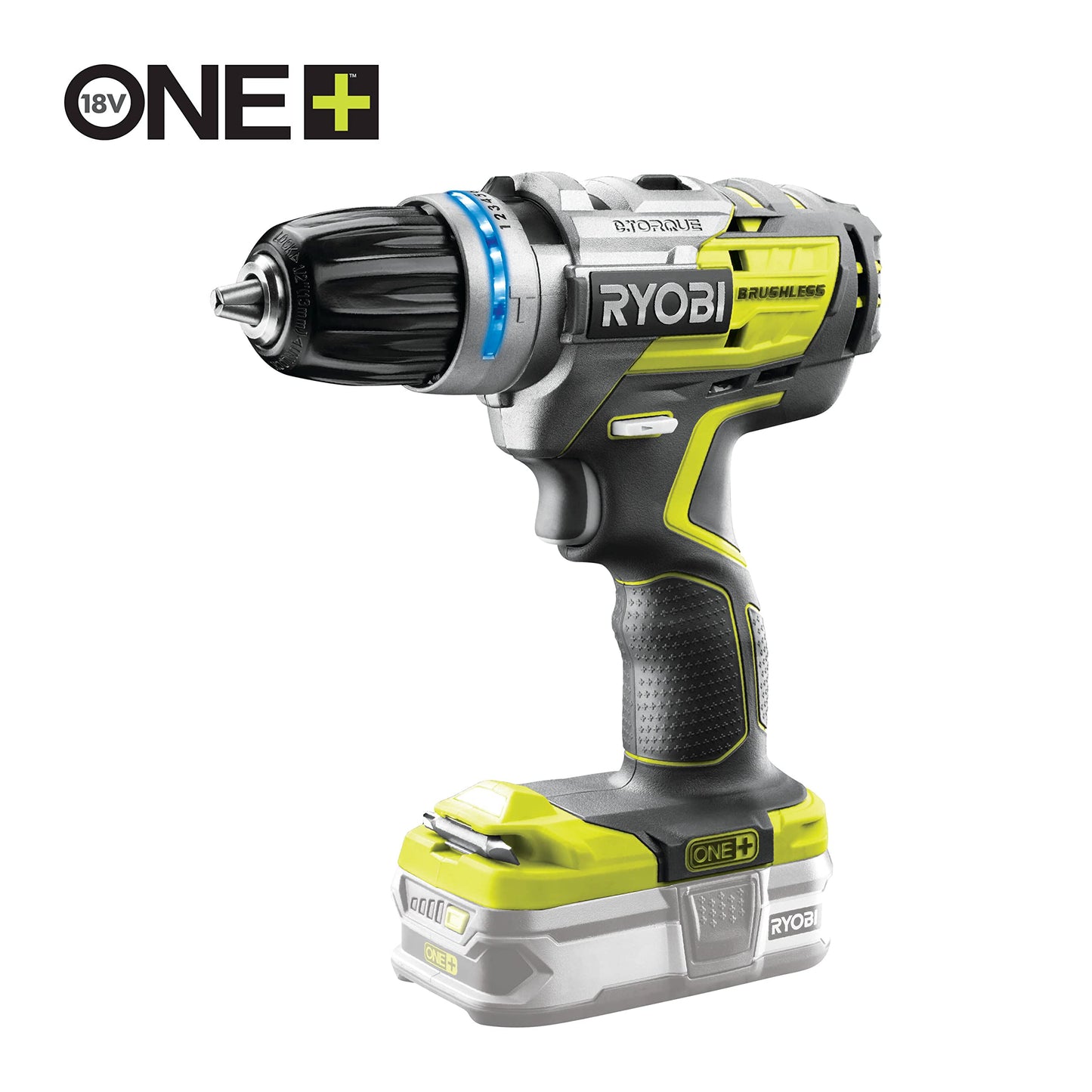 Ryobi R18PDBL-220S Trapano Avvitatore a Percussione Bushless a Batteria 18V ONE+, Indicato per Forare e Avvitare Legno, Metallo e Muratura, Mandrino Autoserrante 13mm, Include Due Batterie da 2.0Ah