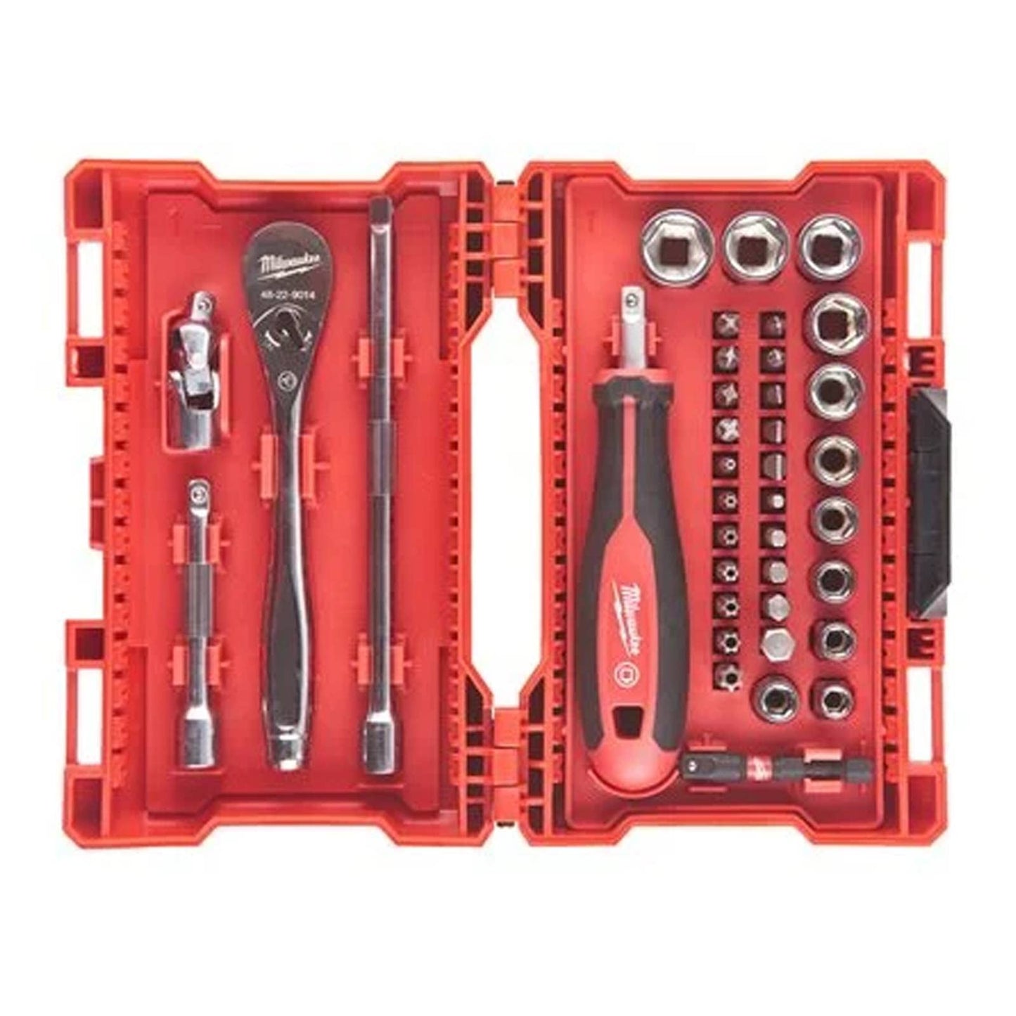Milawaukee - Set di chiavi a cricchetto, bussole e punte, 1/4", 38 pezzi