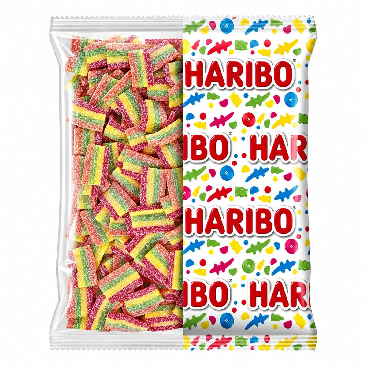 HARIBO Miami Frizzi Caramelle Gommose Arcobaleno 1 Kg | Multicolore Frizzanti, Busta da 1 Kg, Feste e Compleanni, Candy Bar, Forma Rettangolare