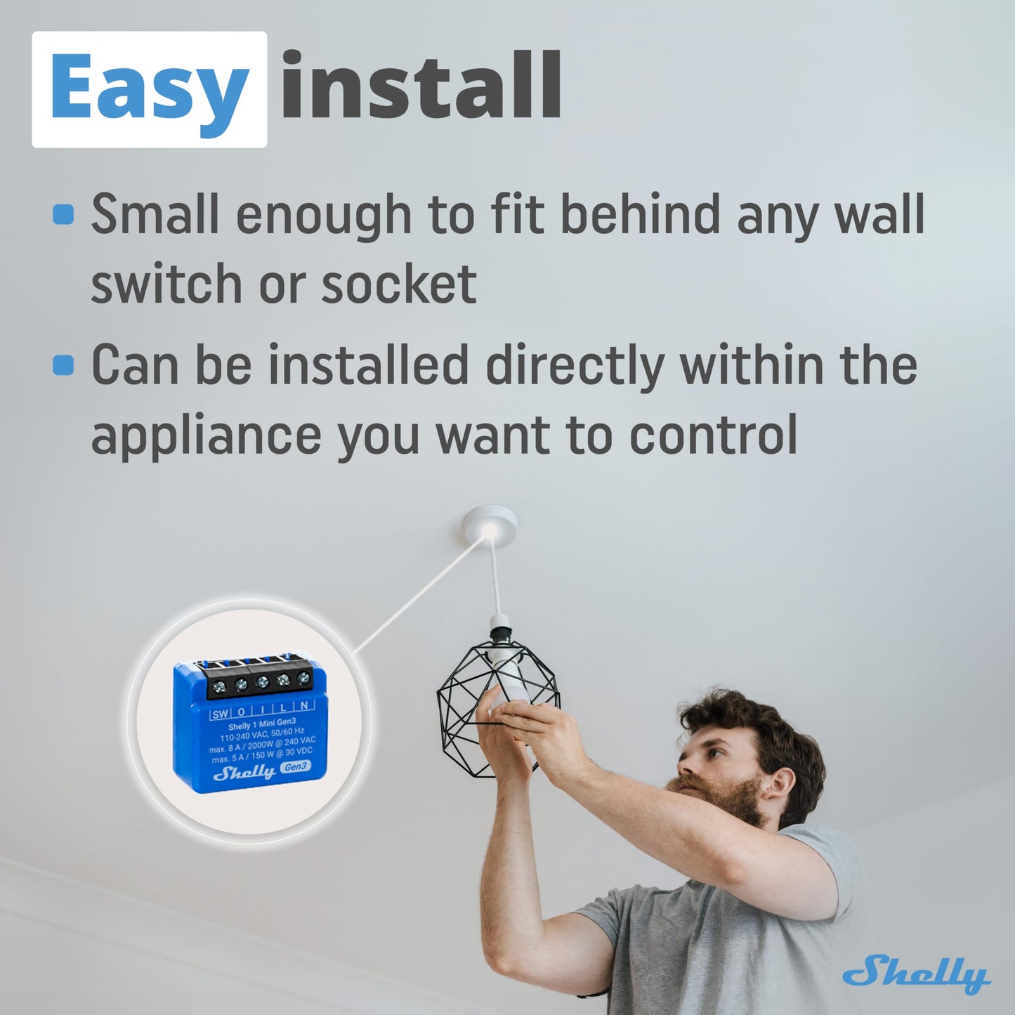 Shelly Plus 1 Mini Gen3, Smart Relay Switch, Wifi, Smart, Intelligent Control