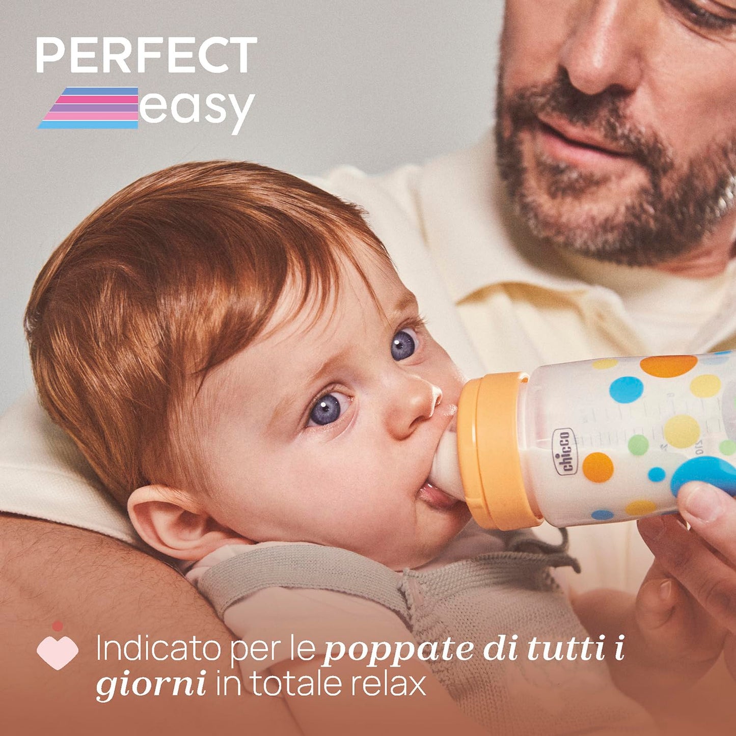Chicco Biberon Perfect Easy Flusso Veloce, con Tettarella Physio in Morbido Silicone Soft Sense, Anticolica, Riduce Rigurgito e Irritabilità, Bottiglia in Plastica da 330ml, 4 Mesi+, Bambina