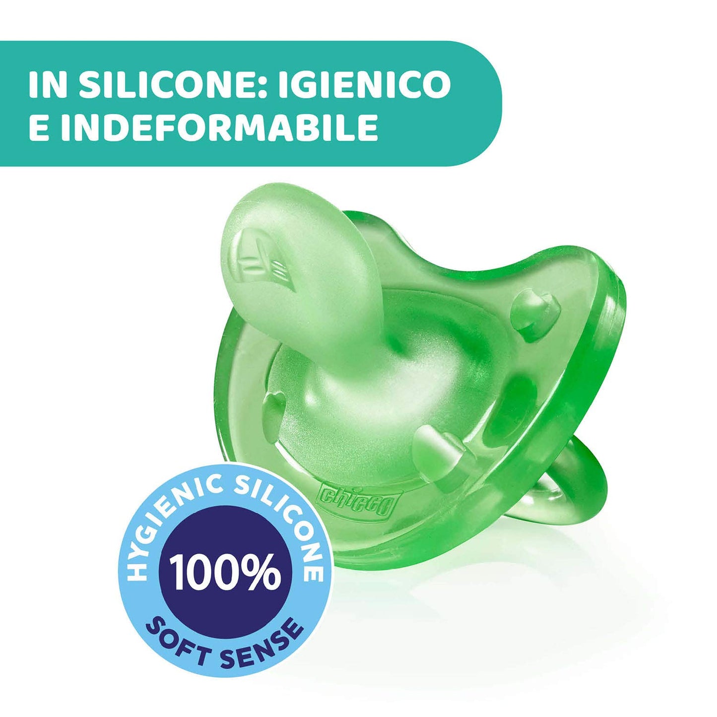 Chicco PhysioForma Ciuccio in Silicone 6 - 16 Mesi, Set di Gommotti Morbidi e Delicati, Supportano la Respirazione Fisiologica e Favoriscono il Corretto Sviluppo della Bocca Azzurro/Verde