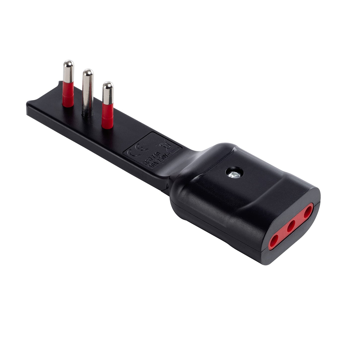 ADATTATORE ULTRAPIATTO SPINA 10A 2P+T/PRESA 10A 2P+T NERO SERIE EMILIA FLAT