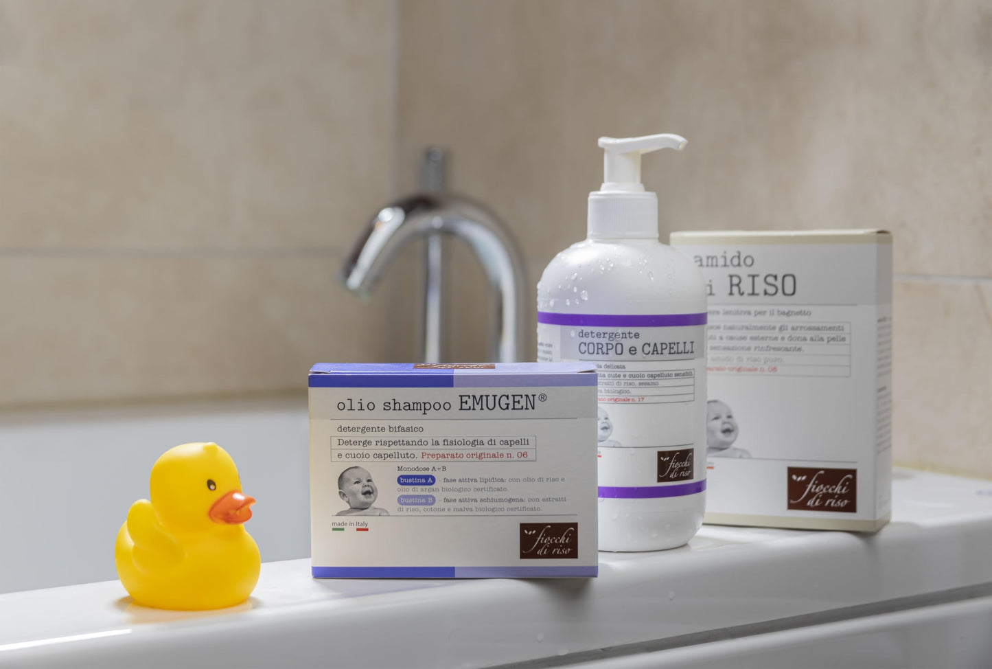 Fiocchi di Riso - Olio Shampoo EMUGEN - 45ml - CROSTA LATTEA - Ideale per detergere in presenza di crosta lattea rispettando la fisiologia del cuoio capelluto. Pack riciclato