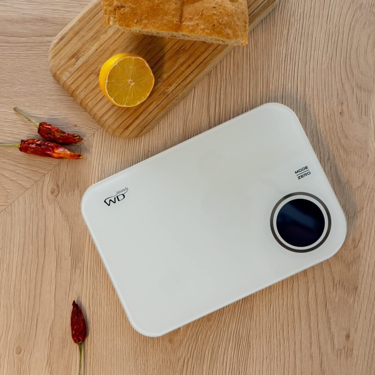 WDLifestyle Bilancia Digitale Pesa Alimenti Ultra Slim, Bianco, 16x23x2 cm