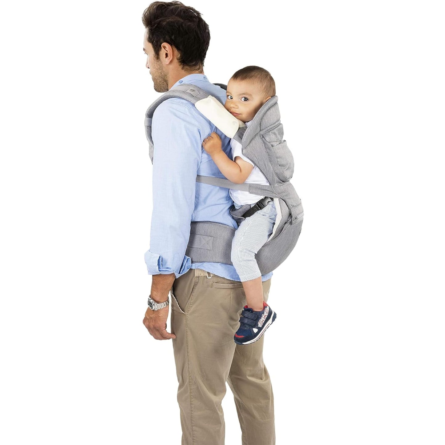 Chicco Hip Seat Carrier Marsupio Neonati Ergonomico da 0 Mesi a 15 kg, Porta Bebè 3in1 Multifunzione con Base Rigida Staccabile, Spallacci Imbottiti e Cappuccio Protettivo, 8 Posizioni - Beige