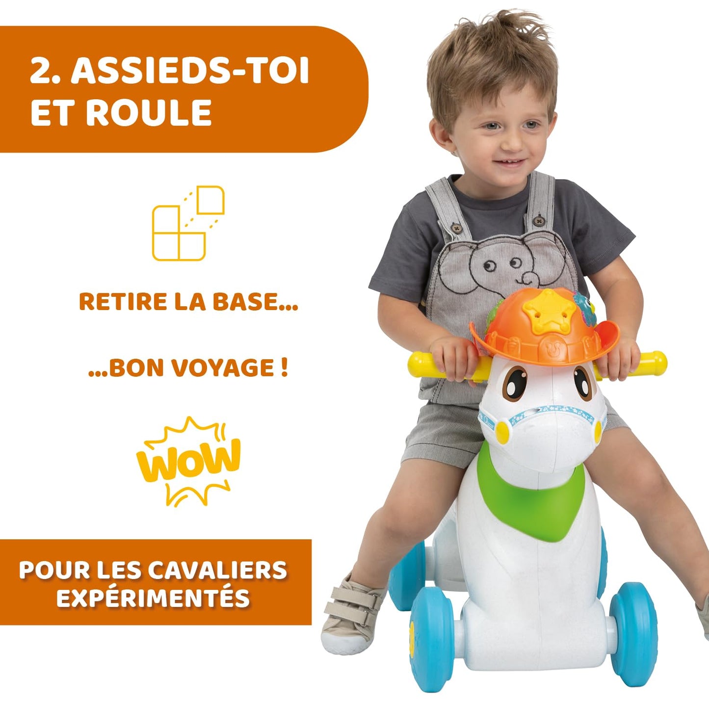 Chicco Baby Rodeo, Ride-on, Children's Rocking Horse, Bilingual Activity Center, 3 Interactive Buttons, Removable Rocking, Made in Italy in Recycled Plastic, Toys for Children 1 - 3 Years