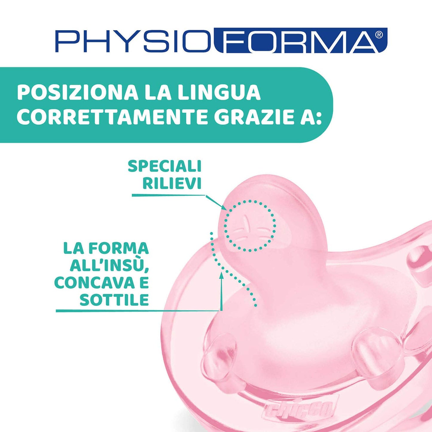 Chicco PhysioForma Ciuccio in Silicone 16-36 Mesi, 1 Pezzo - Gommotto Morbido e Delicato, Supporta la Respirazione Fisiologica e Favorisce il Corretto Sviluppo della Bocca, Rosa