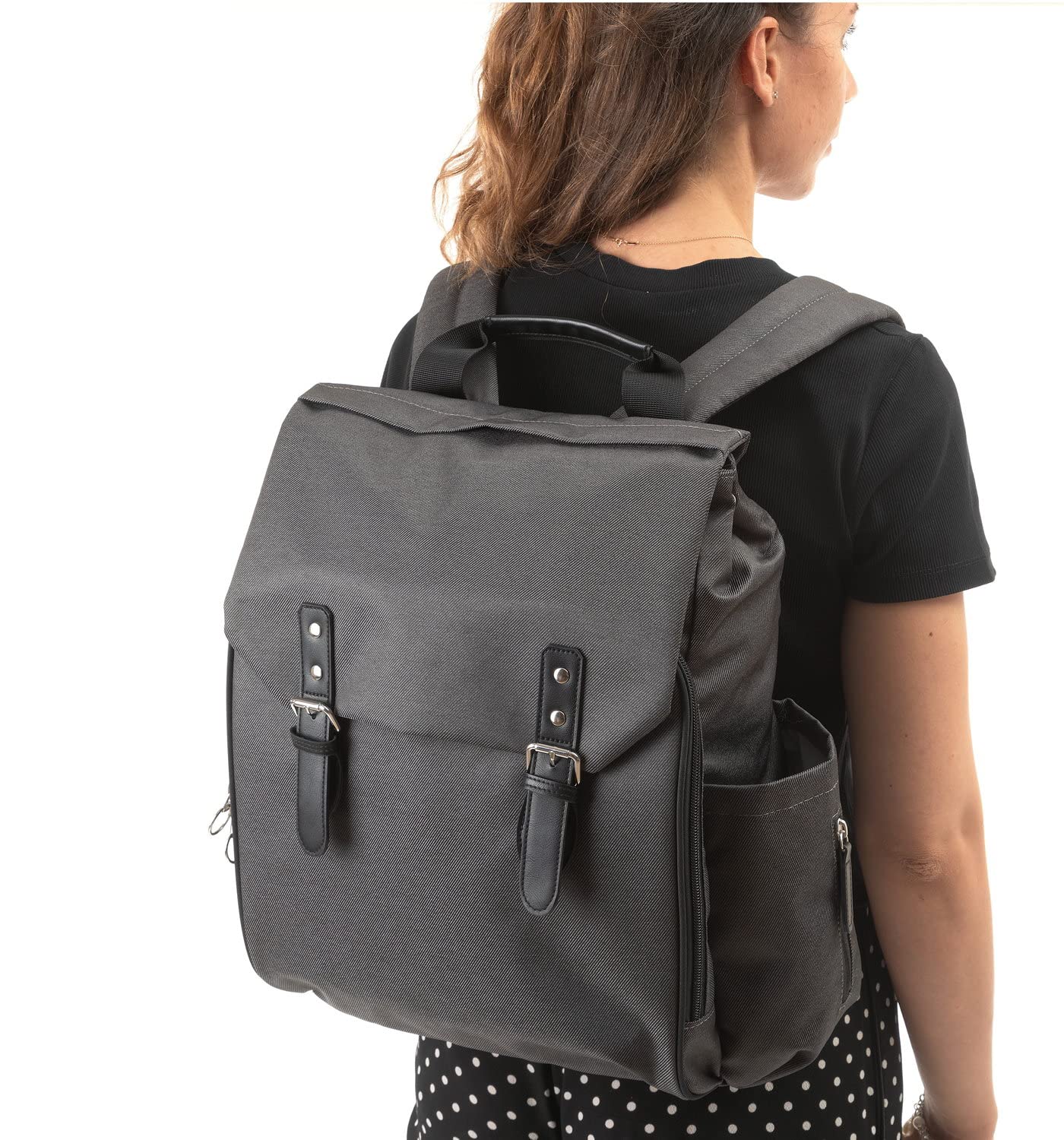 Chicco Lightweight and functional backpack for parents, equipped with thermal pockets, practical, elegant and functional, with magnetic closure, dark gray