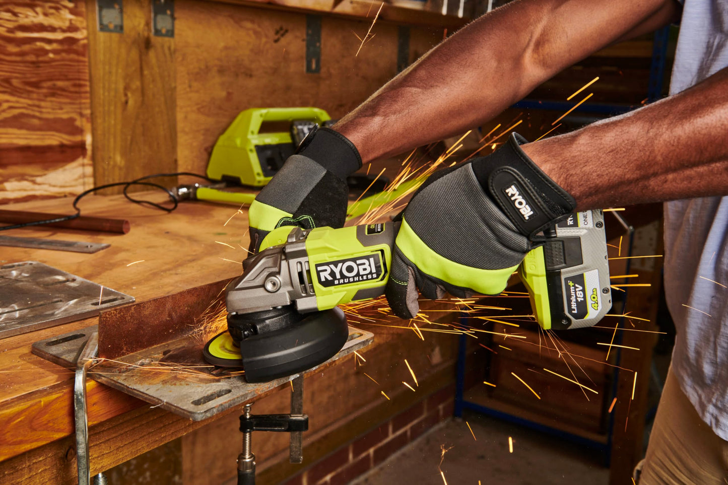Ryobi RAG18BL-0 Smerigliatrice Angolare Brushless a Batteria 18V ONE+, Batteria Non Inclusa, Diametro Disco 125mm
