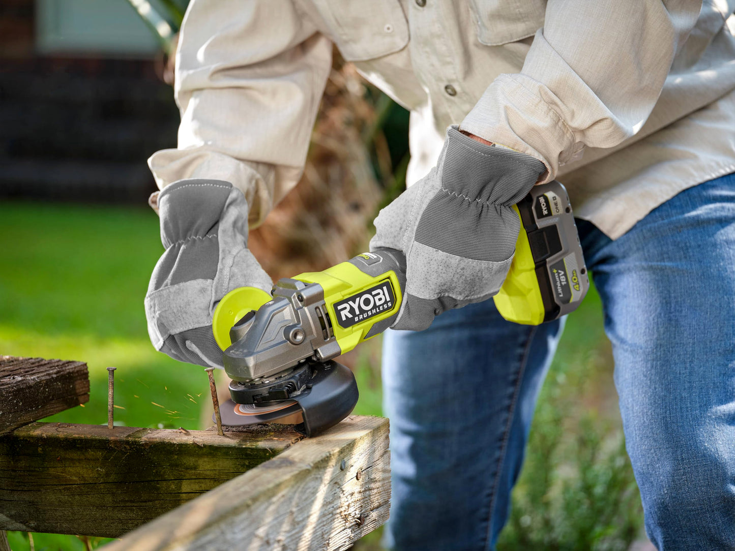 Ryobi RAG18BL-0 Smerigliatrice Angolare Brushless a Batteria 18V ONE+, Batteria Non Inclusa, Diametro Disco 125mm